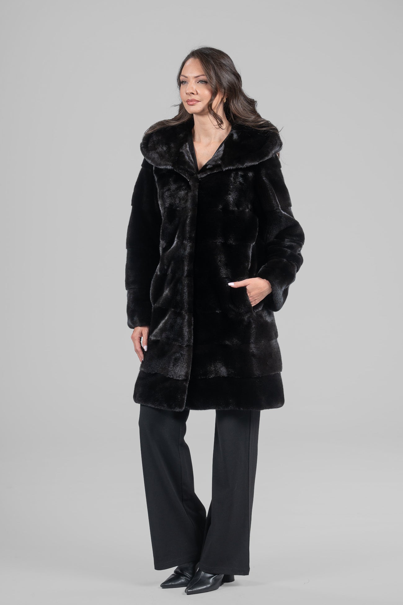 Blackglama Mink Hooded Half Coat P/K13C540