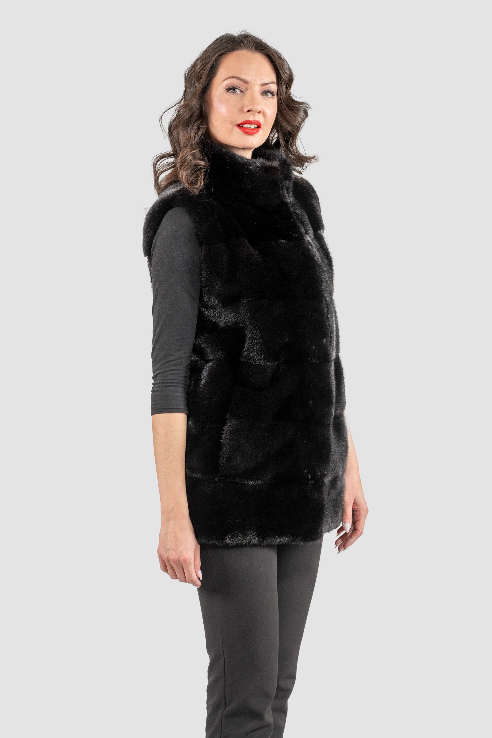 Blackglama Mink Vest with Stand Collar P/K13c519g530