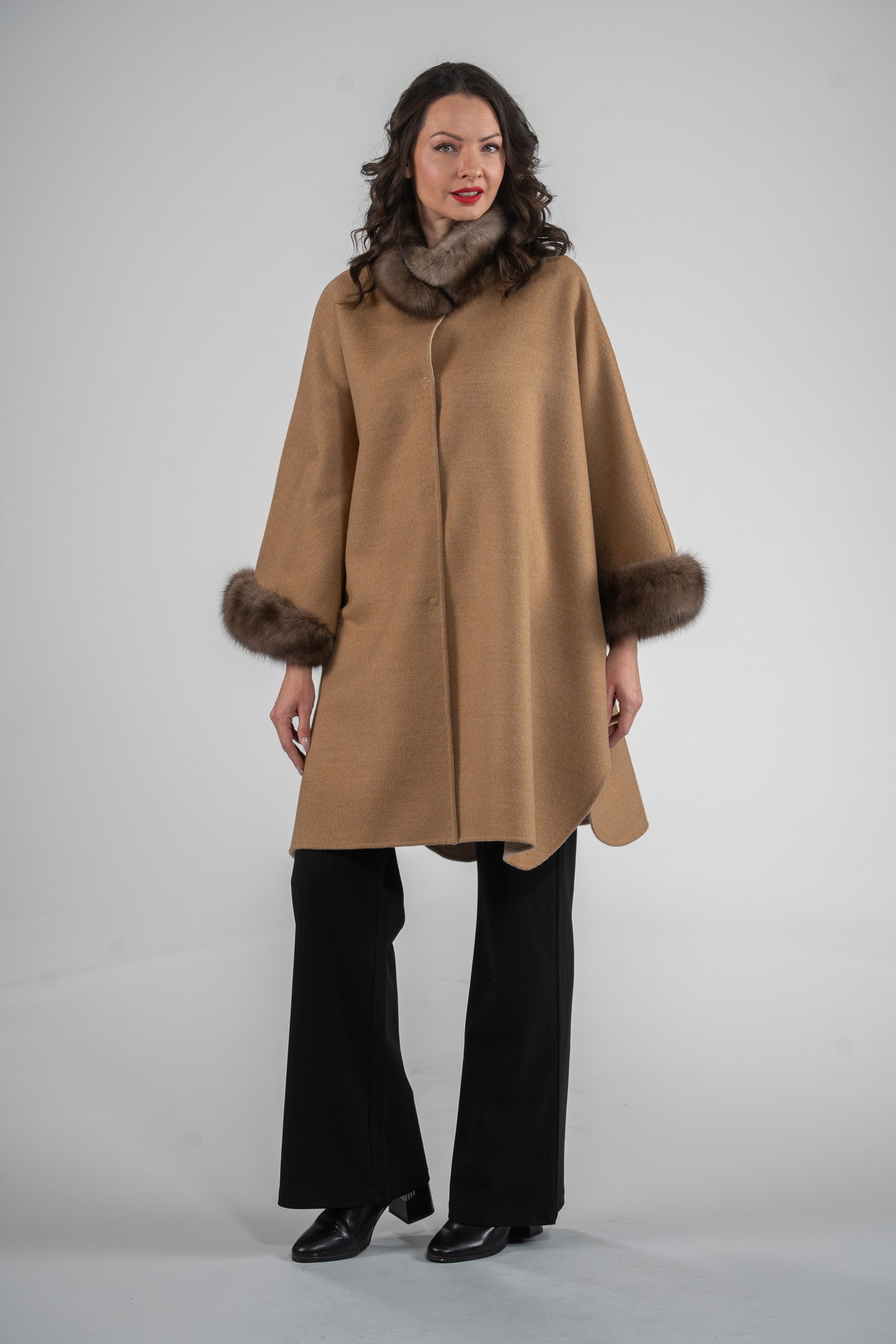 Beige Cashmere Cape with Russian Sable Trim 2005