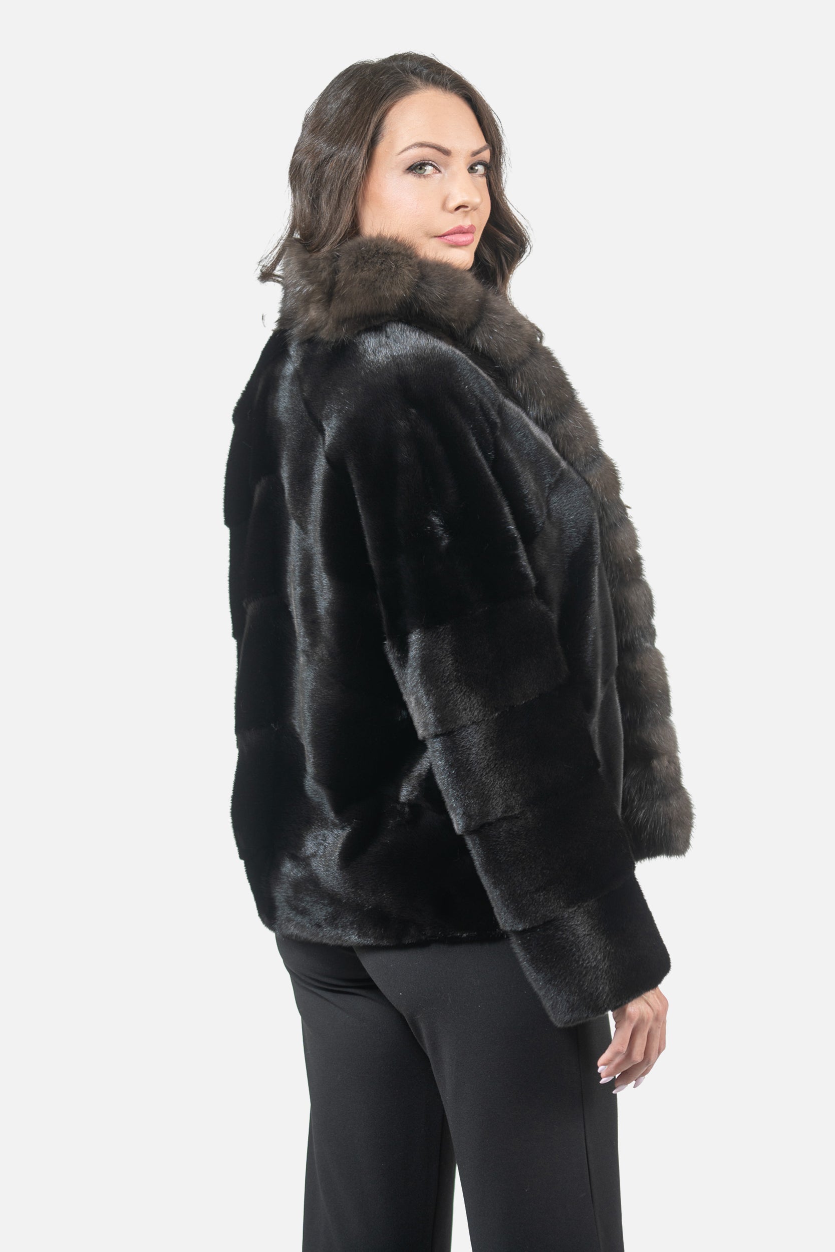 Blackglama Mink Jacket with Russian Sable Trim A/K22C15