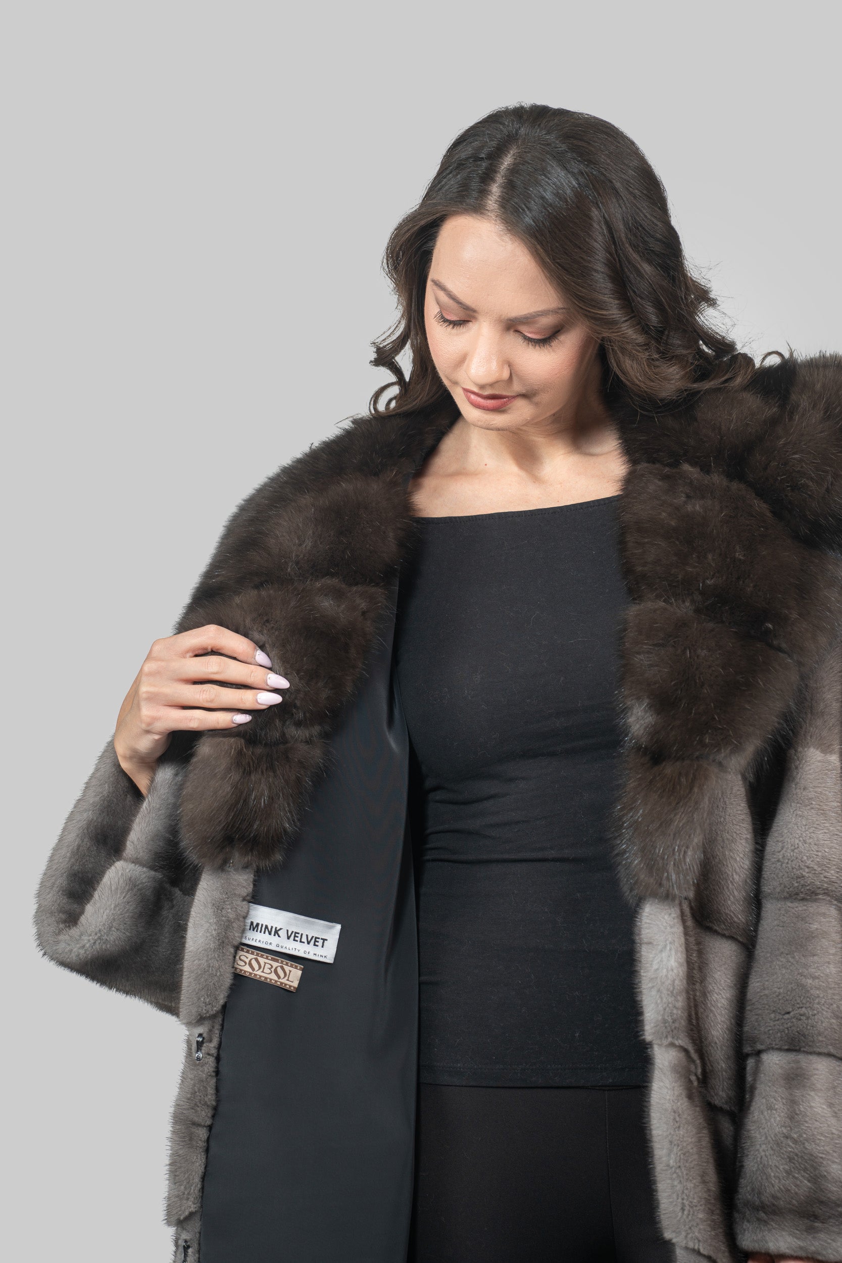Blue Iris Mink Half Coat with Russian Sable Hood A/K850