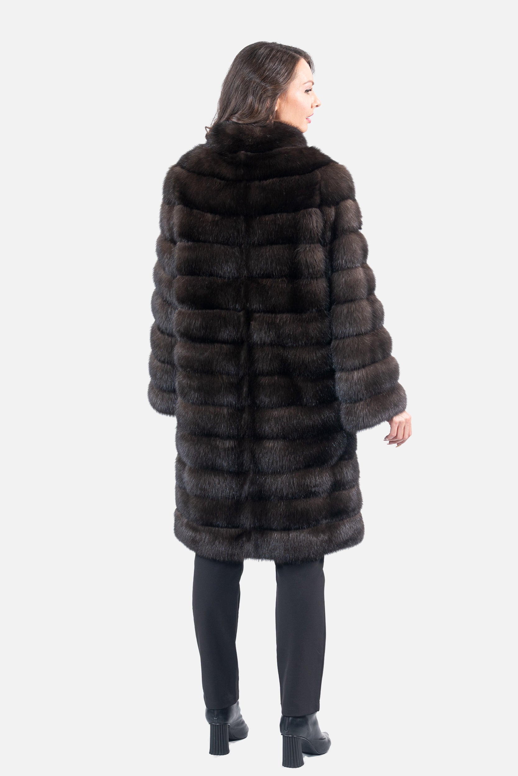 Reversible Dark Russian Sable Half Coat with Stand Collar P/K13C530