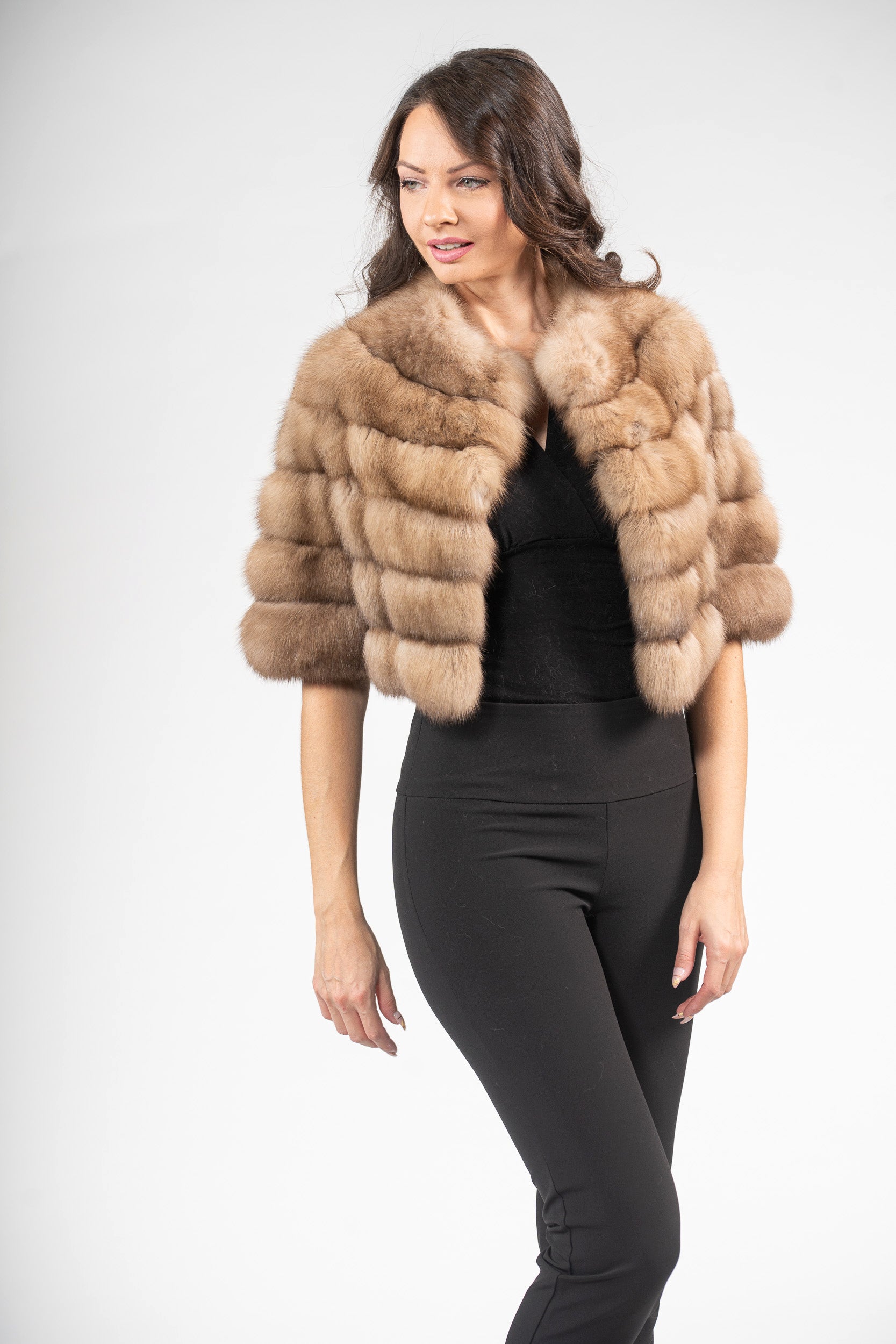 Graphite Russian Sable Short Jacket P/K16CM643