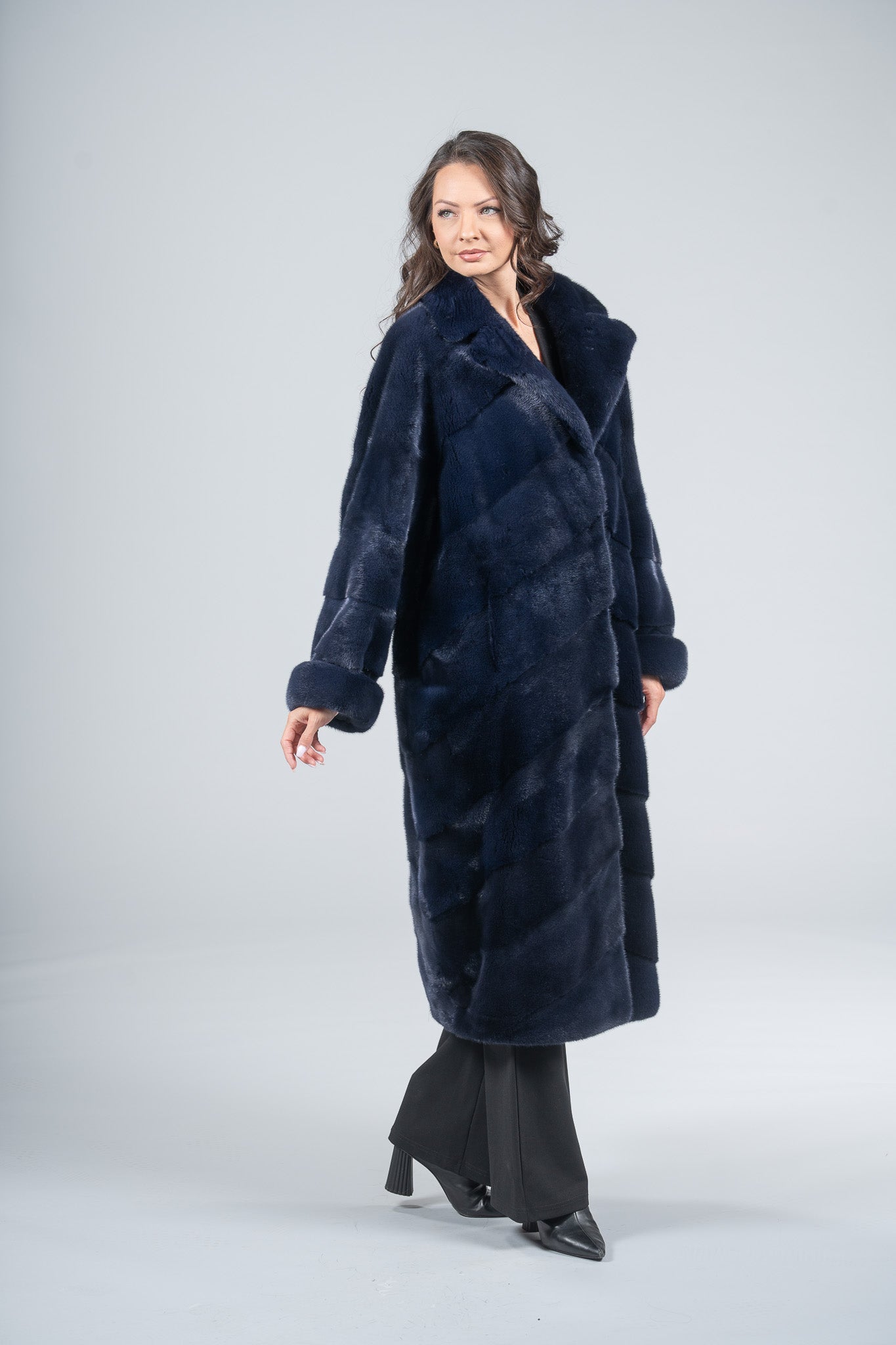 Purple Mink Coat with Notch Collar A/K13C848G034