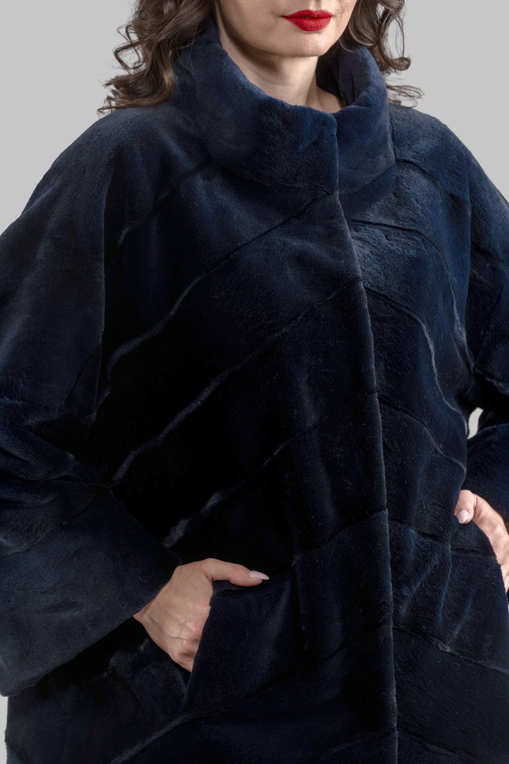 Blue Black Mink Sheared Jacket A/K13C848