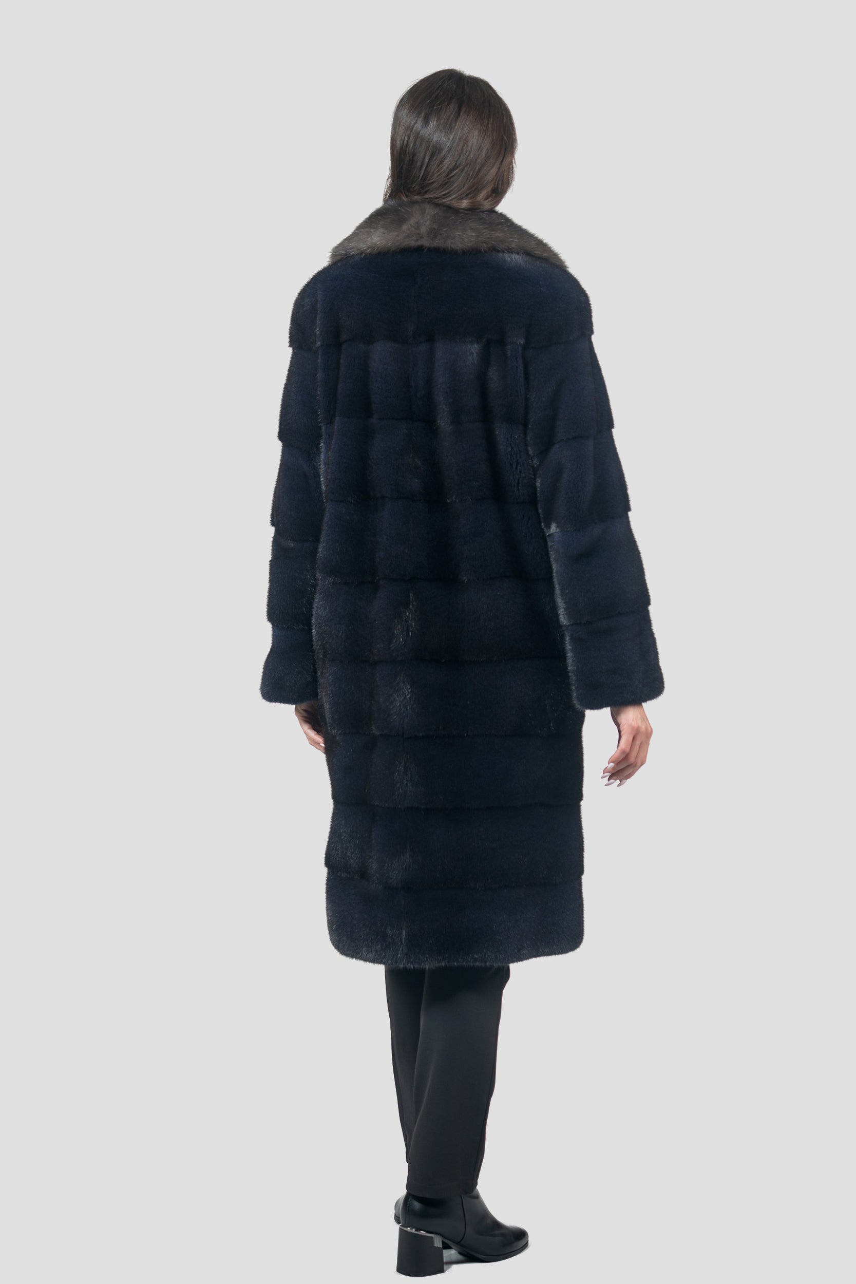 Purple Mink Half Coat with Russian Sable Notch Collar P/K13c530s20