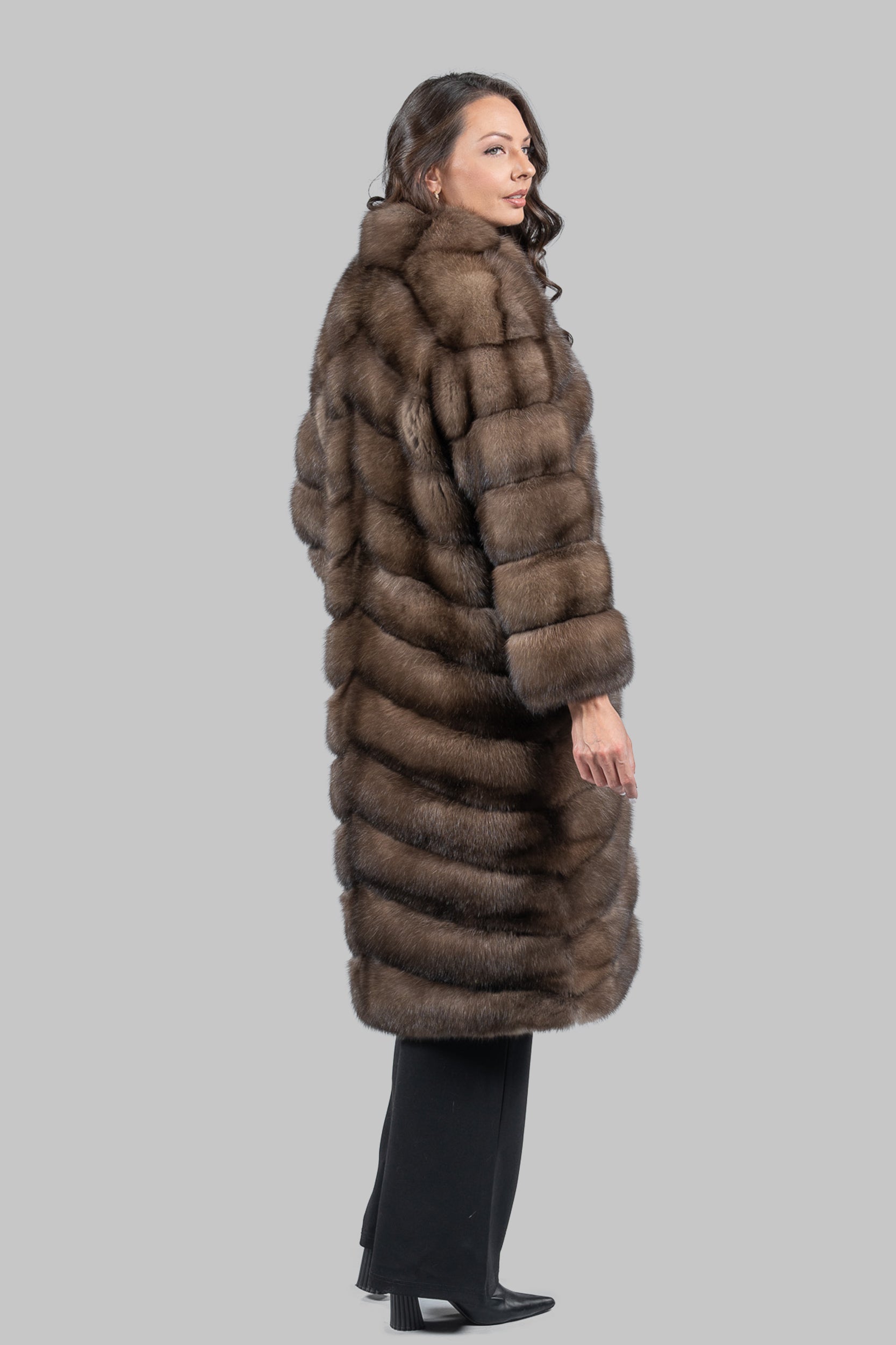 Platino Russian Sable Long Coat with Smoking Collar A/K13C530G8003