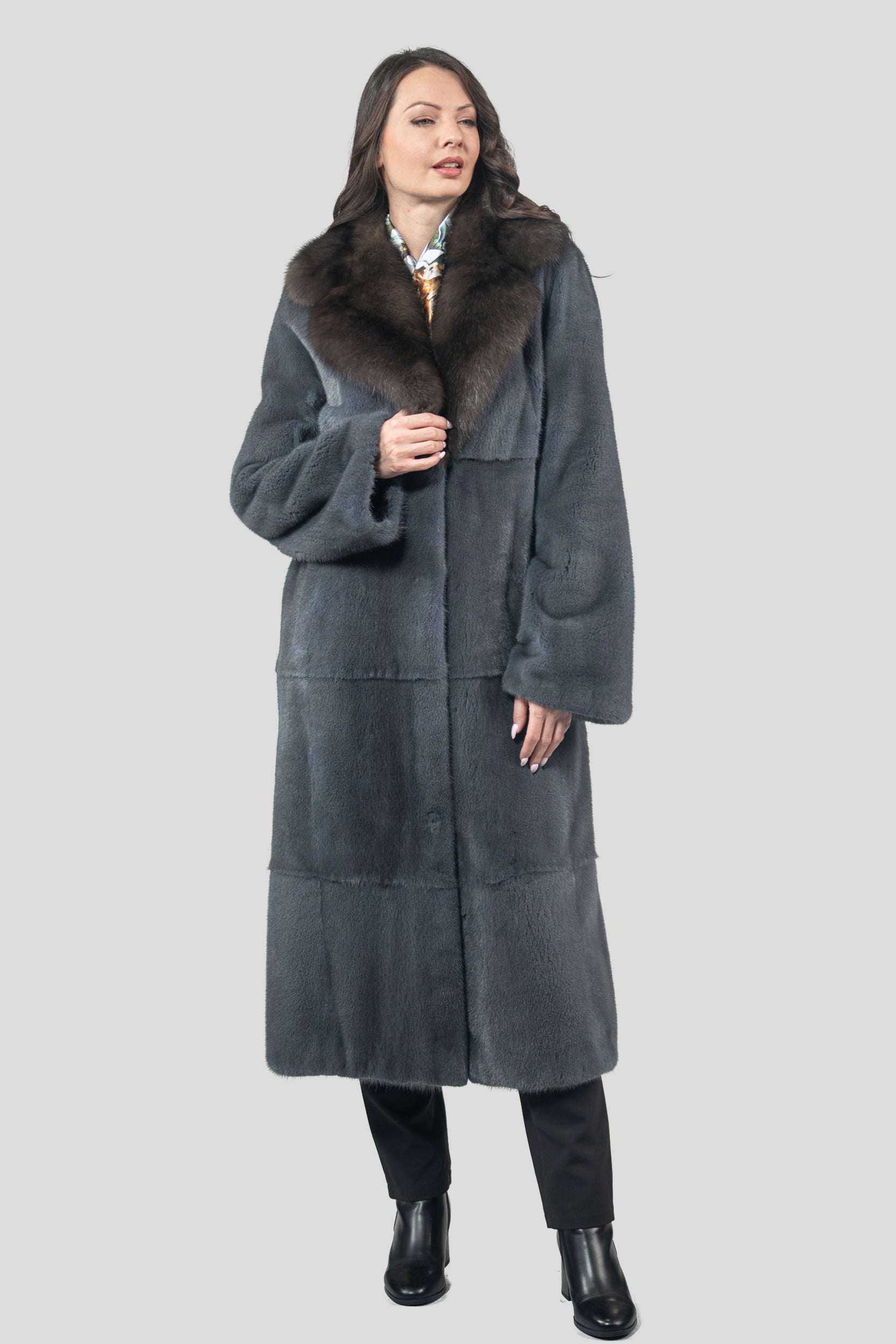 Asphalto Mink Coat with Russian Sable Notch Collar S/S13c530s20