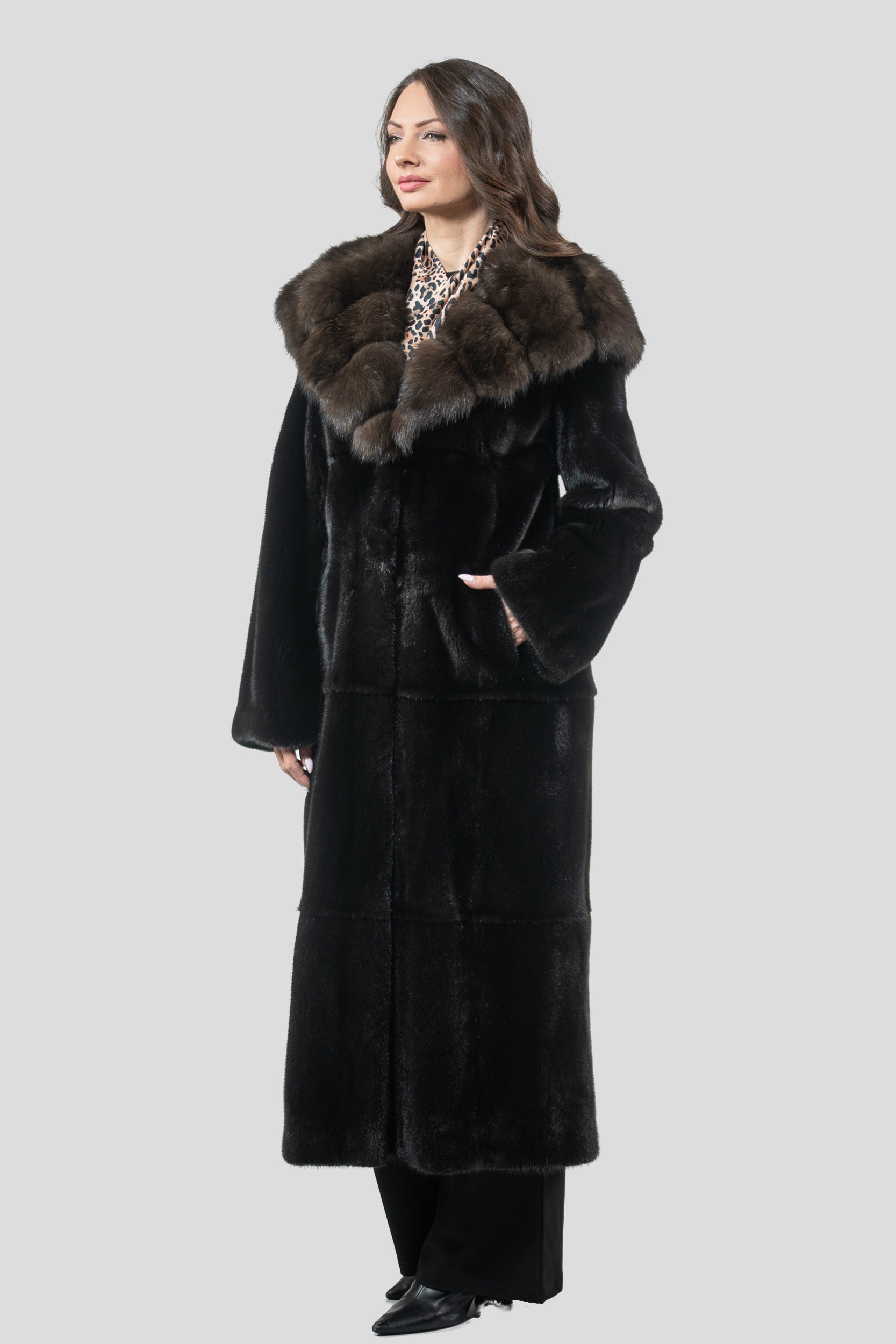 Blackgalama Mink Coat with Russian Sable Hood S/S13C540