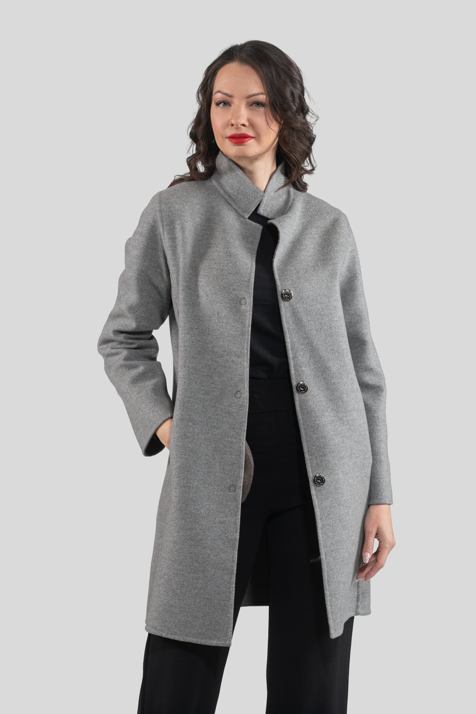 Grey Cashmere Half Coat 17C8003