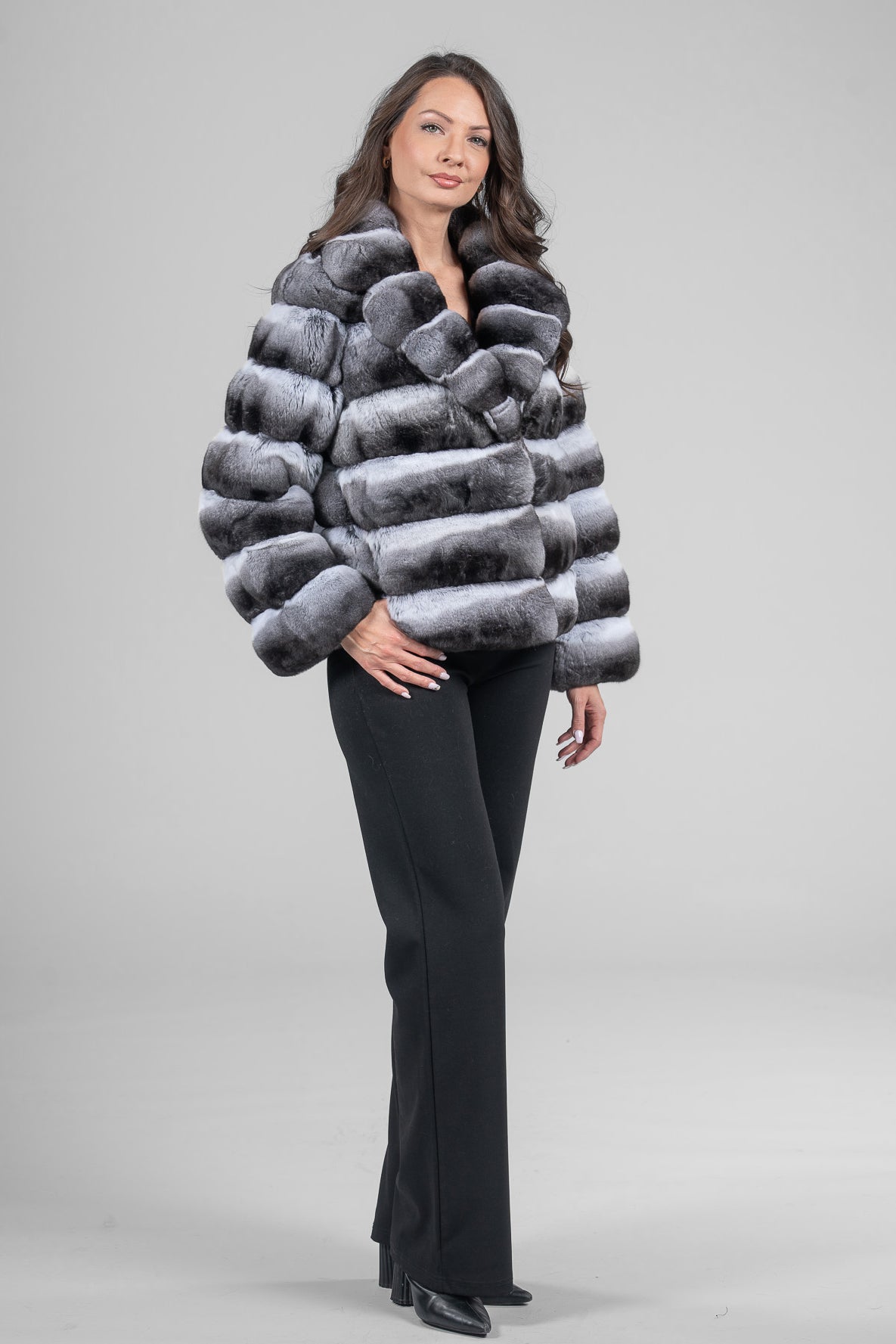 Chinchilla Jacket with Notch Collar P/K13C528S20