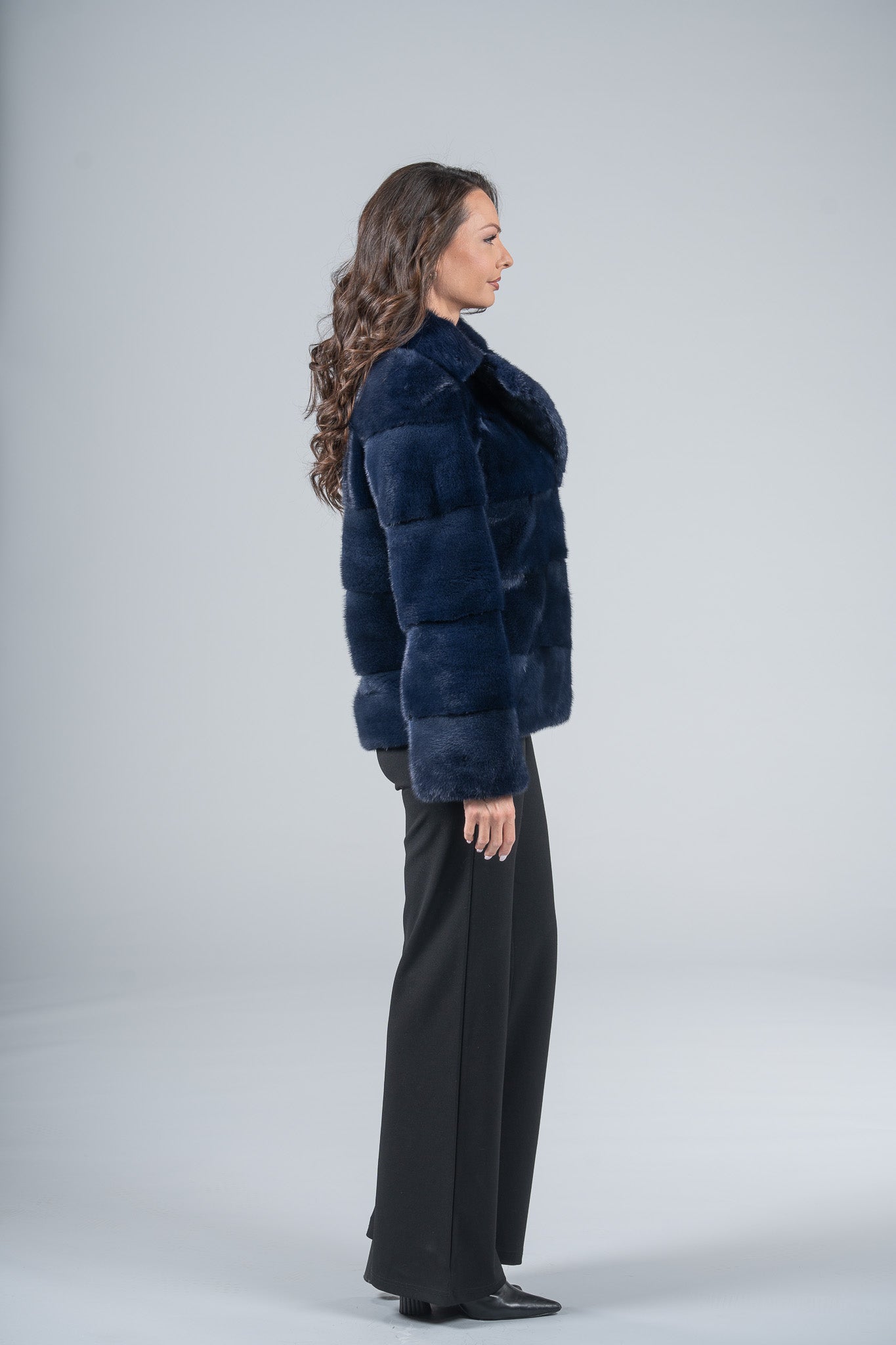 Purple Mink Jacket with Notch Collar P/K13C528G034