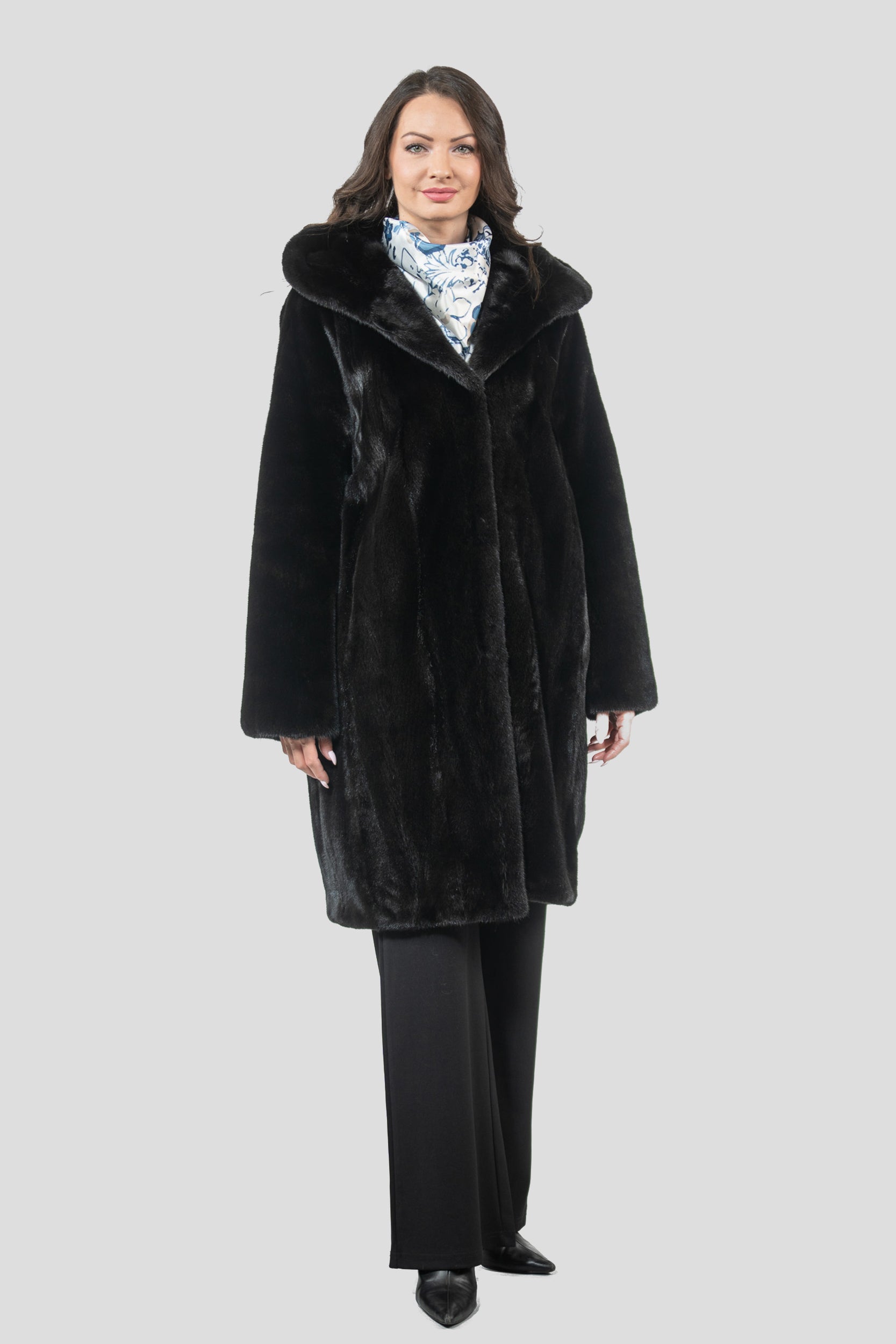 Blackgalama Mink Hooded Half Coat L/O13C561