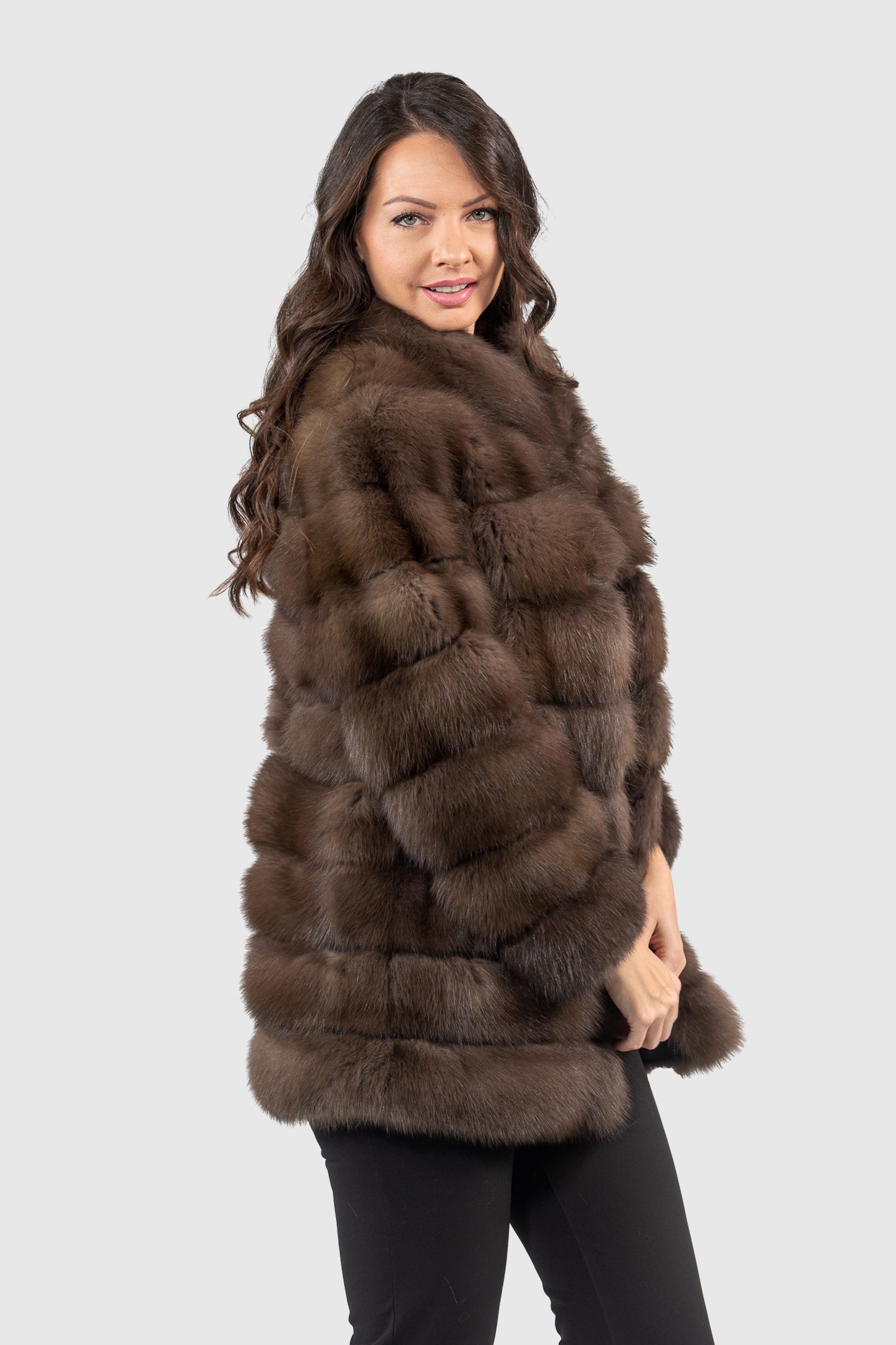 Dark Baumarten Half Coat with Stand Collar 13C530