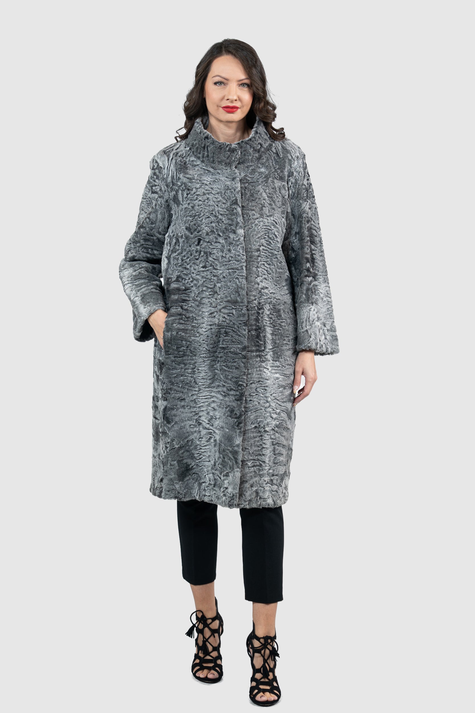 Grey Swakara Half Coat S/S13C530