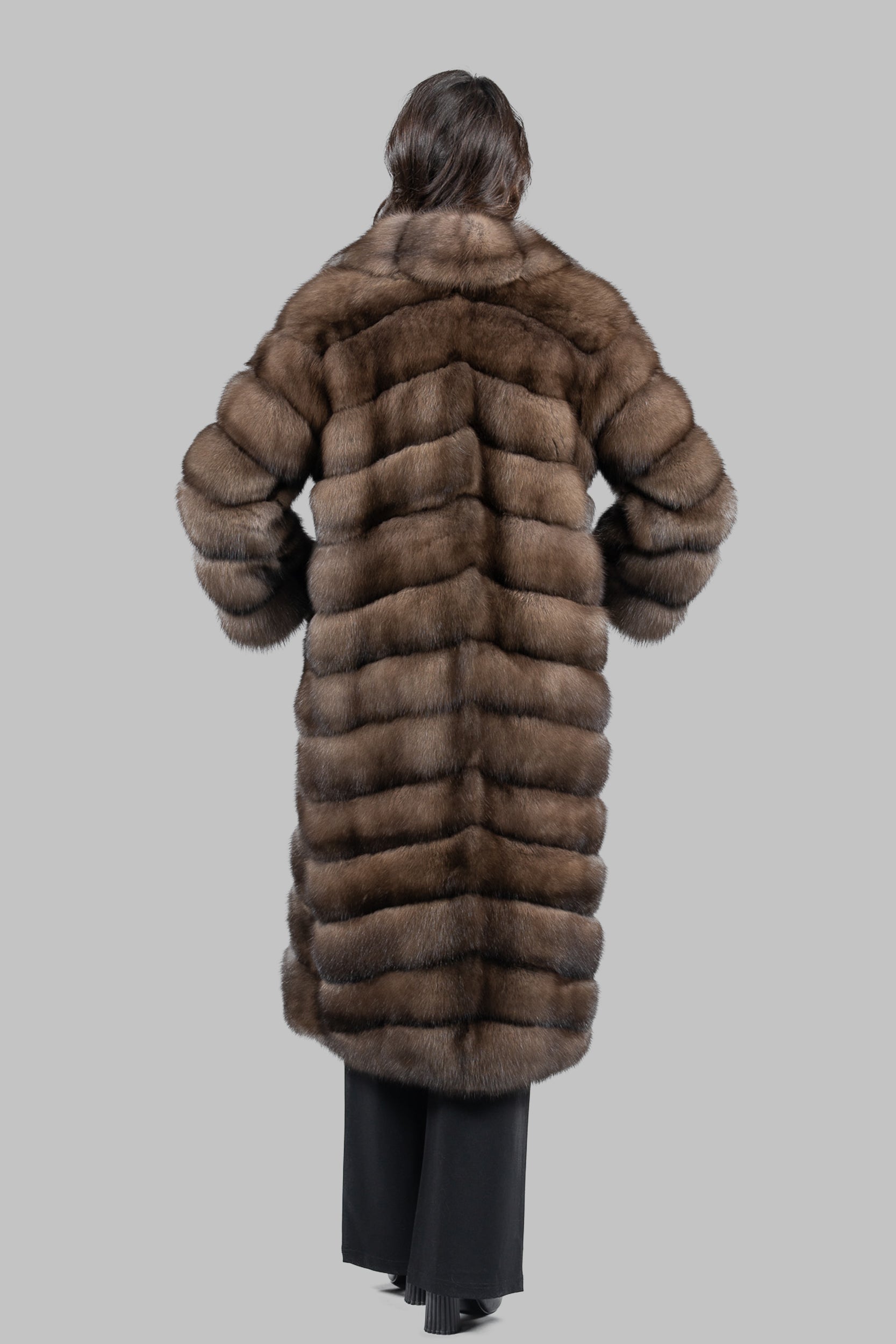Graphite Russian Sable Full-Length Coat with Notch Collar A/K13c530s20