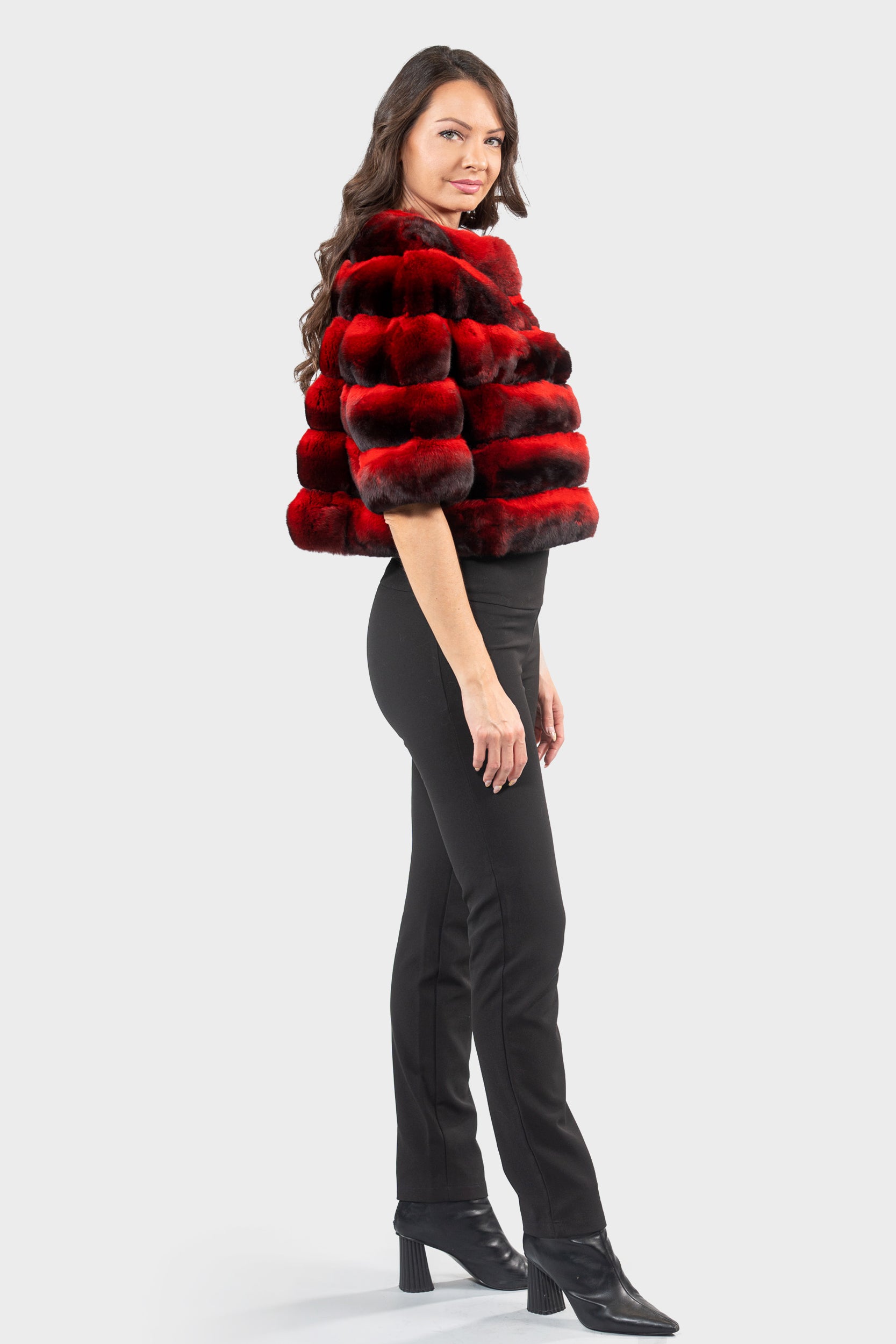 Red Chinchilla Short Jacket P/K16CM643