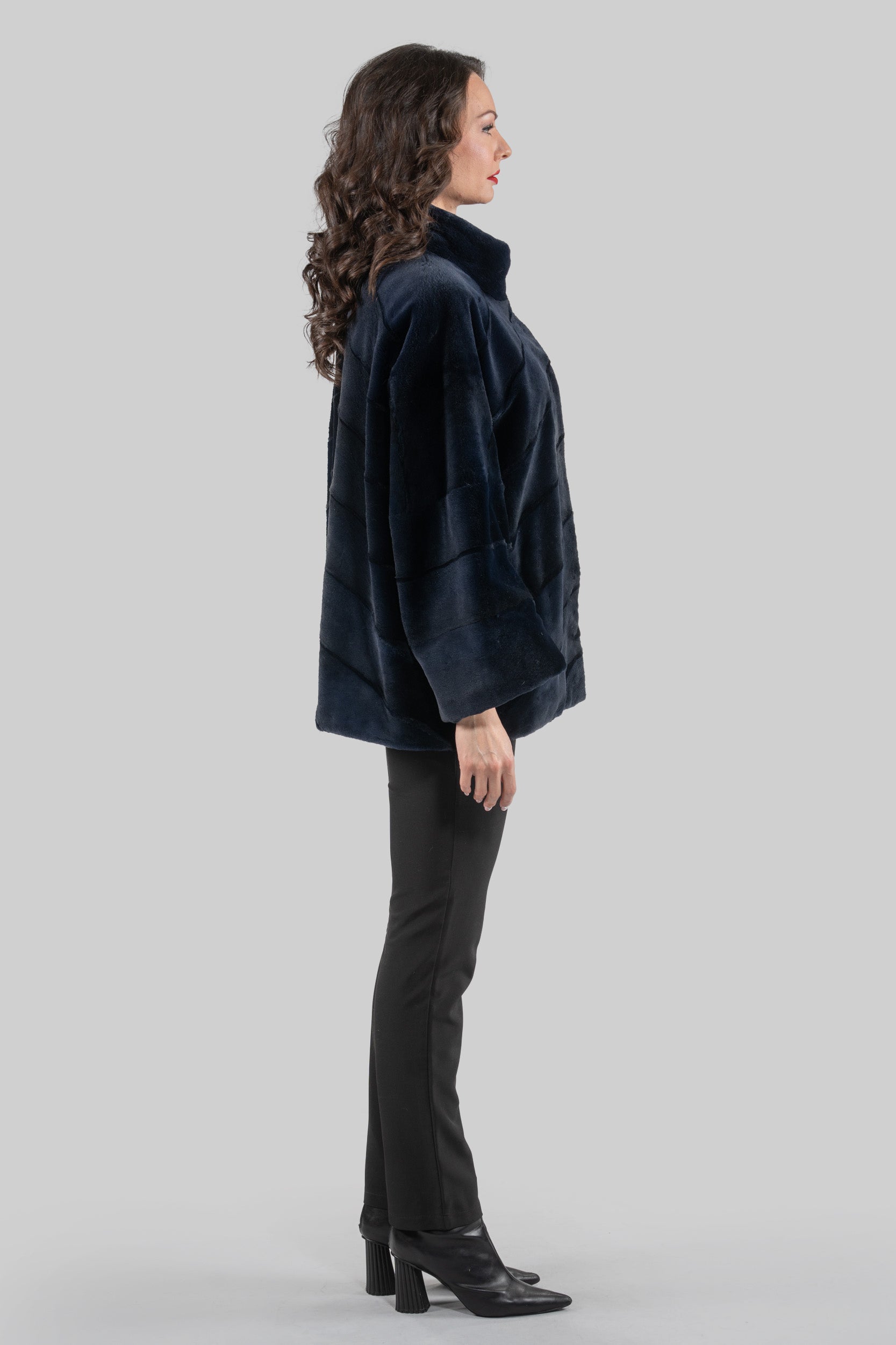 Blue Black Mink Sheared Jacket A/K13C848
