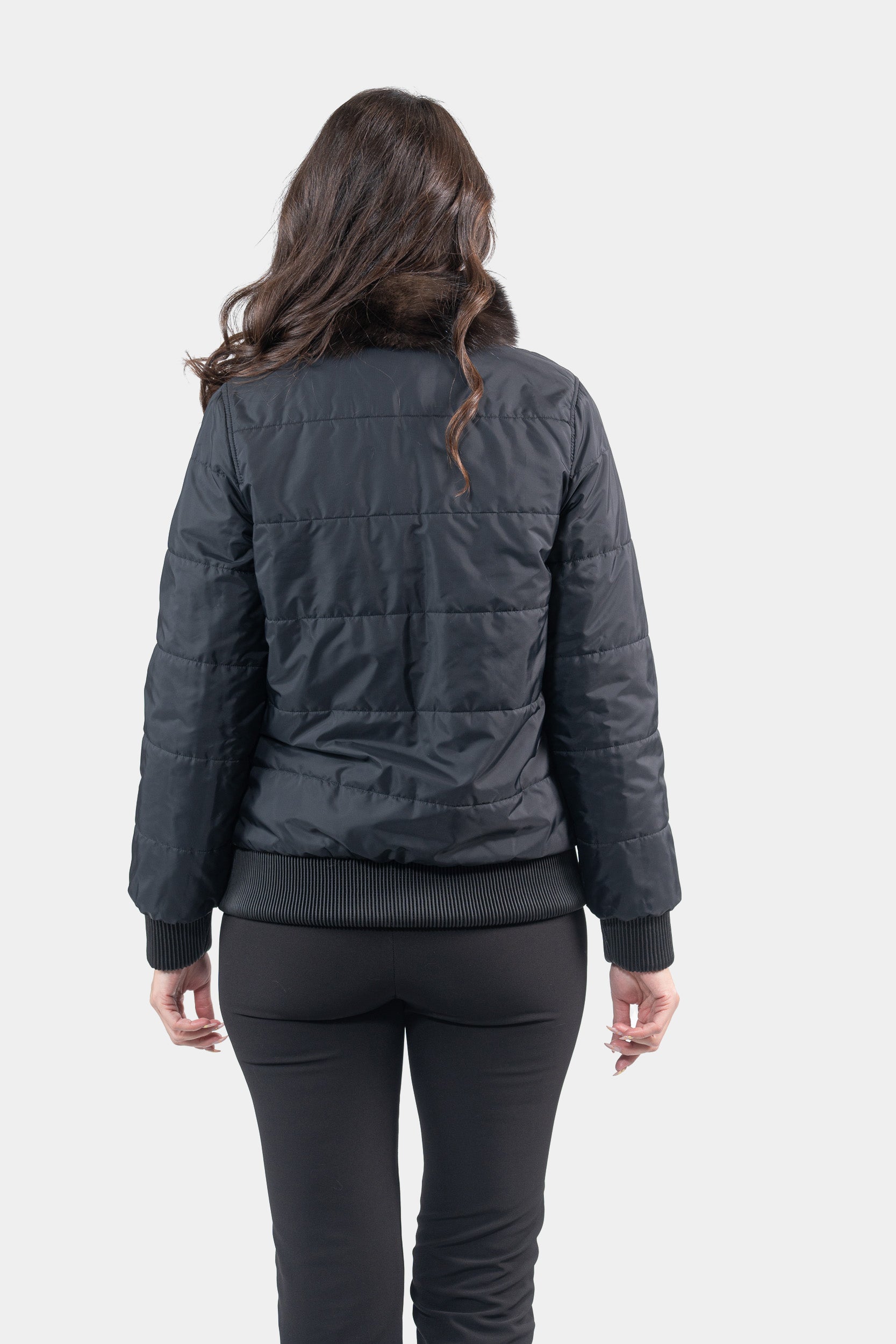 Reversible Dark Russian Sable Bomber Jacket with Stand Collar P/K228