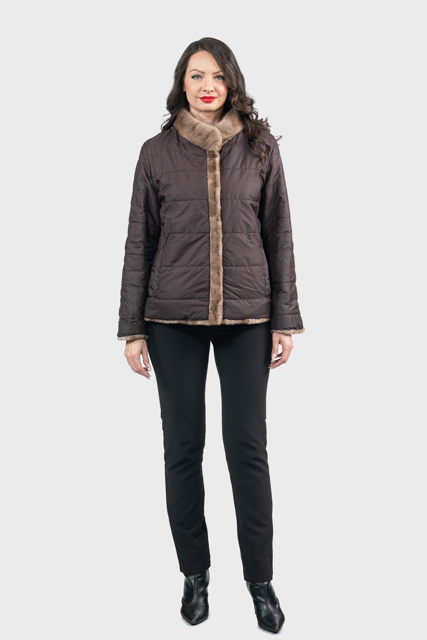 Reversible Pastel Mink Pieced Jacket 13C528