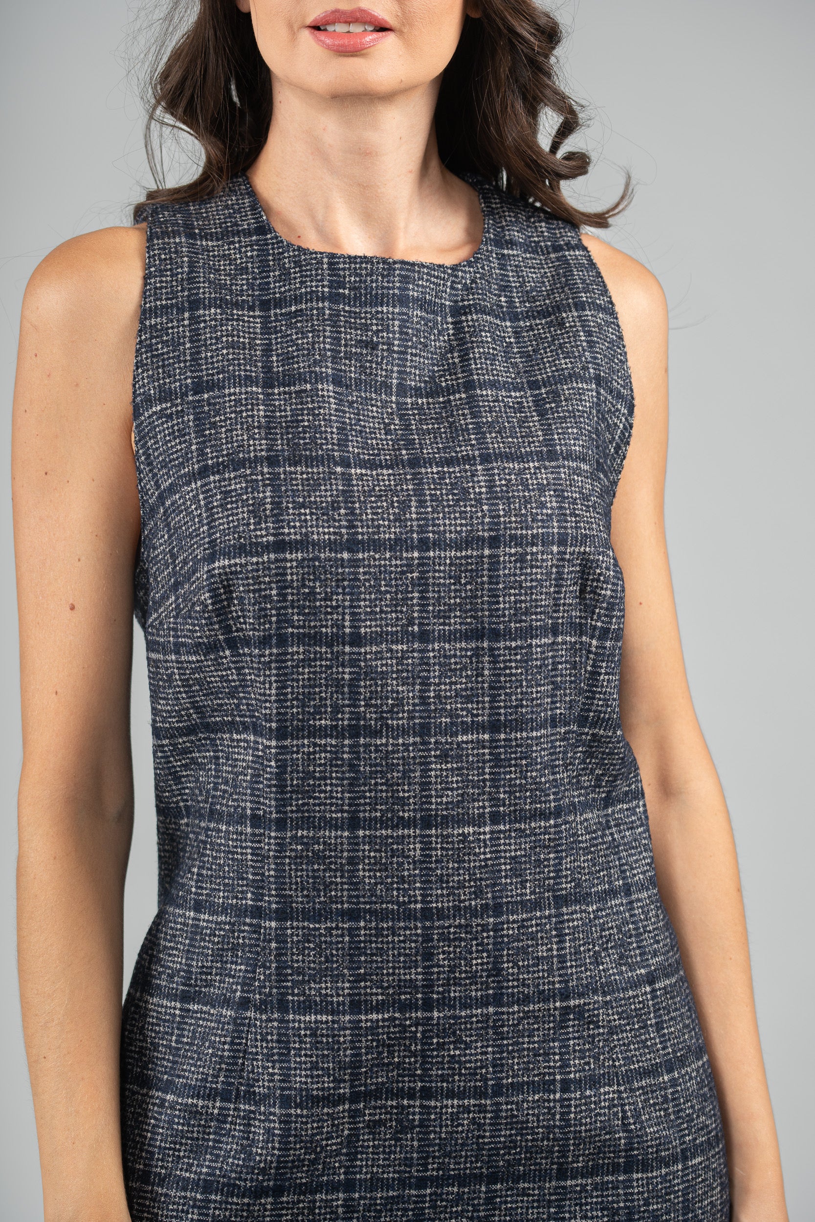 Sleeveless Gray Cashmere Dress 112