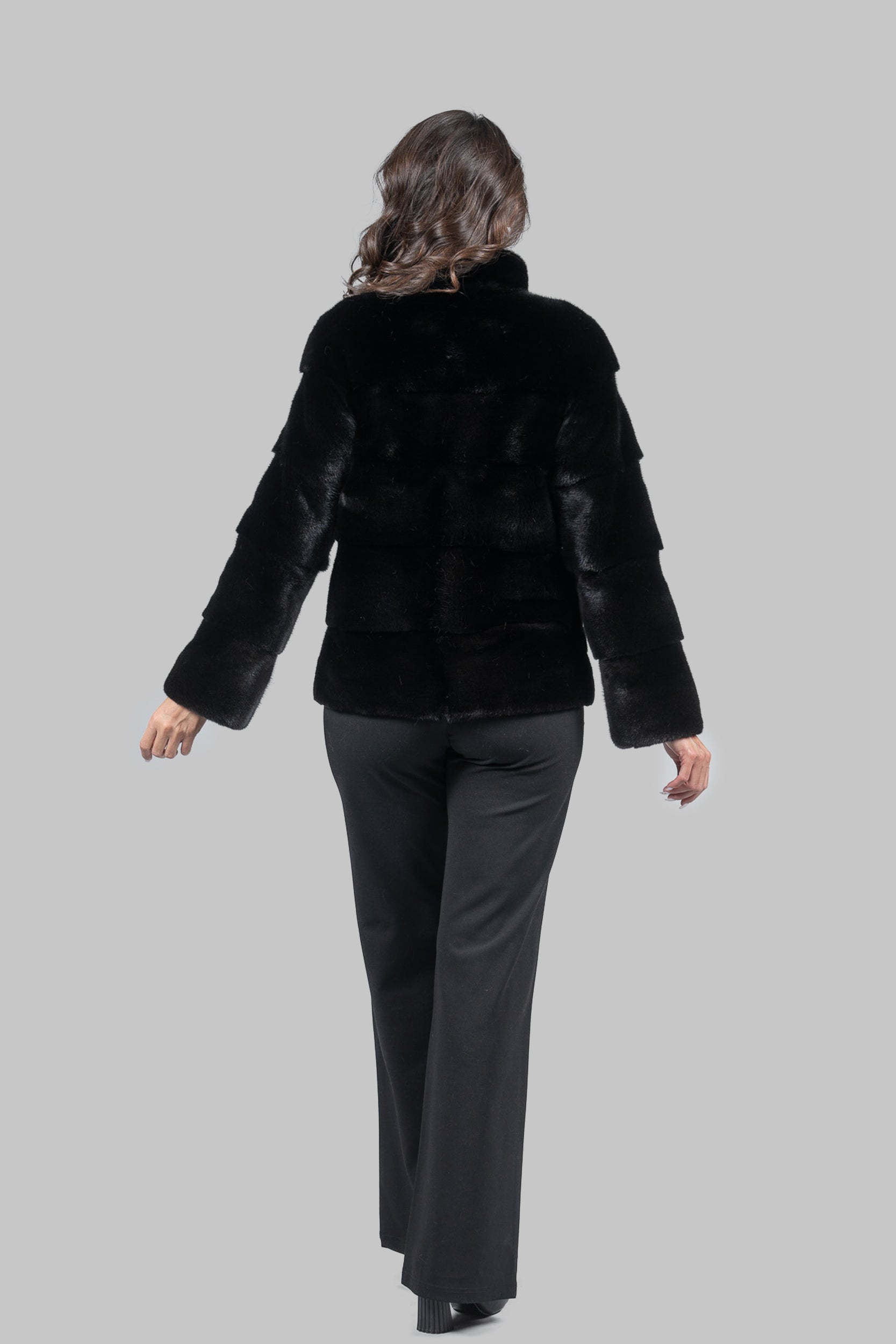 Blackglama Mink Jacket with Stand Collar P/K13C528