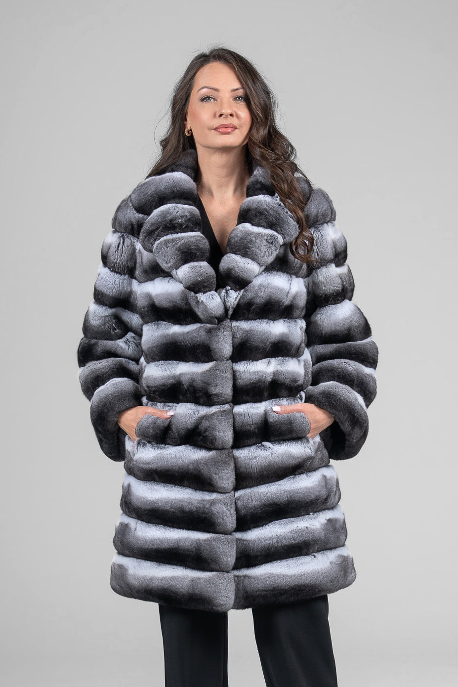 Chinchilla Half Coat with Notch Collar P/K13c530s20