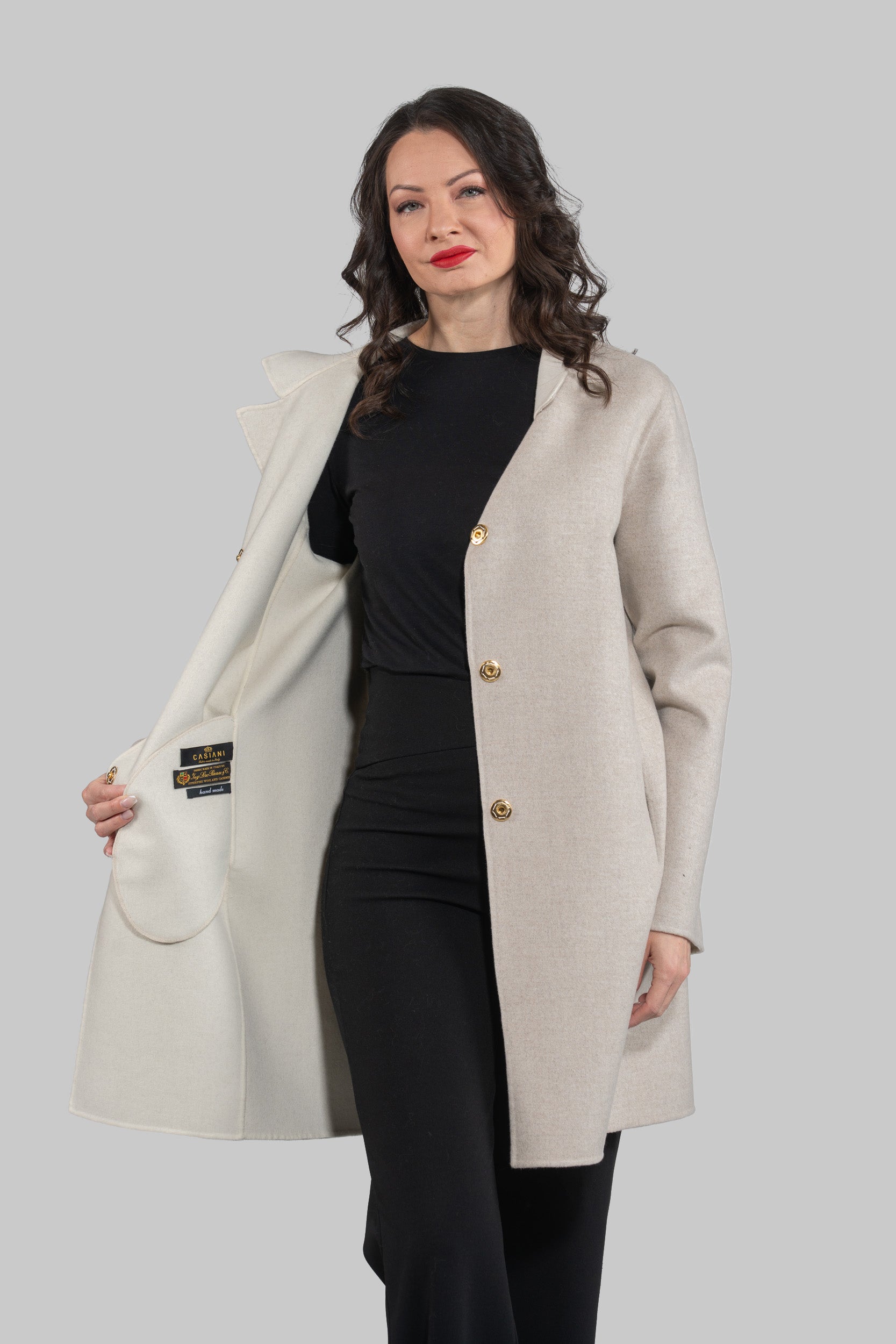 White Ecru Cashmere Half Coat
