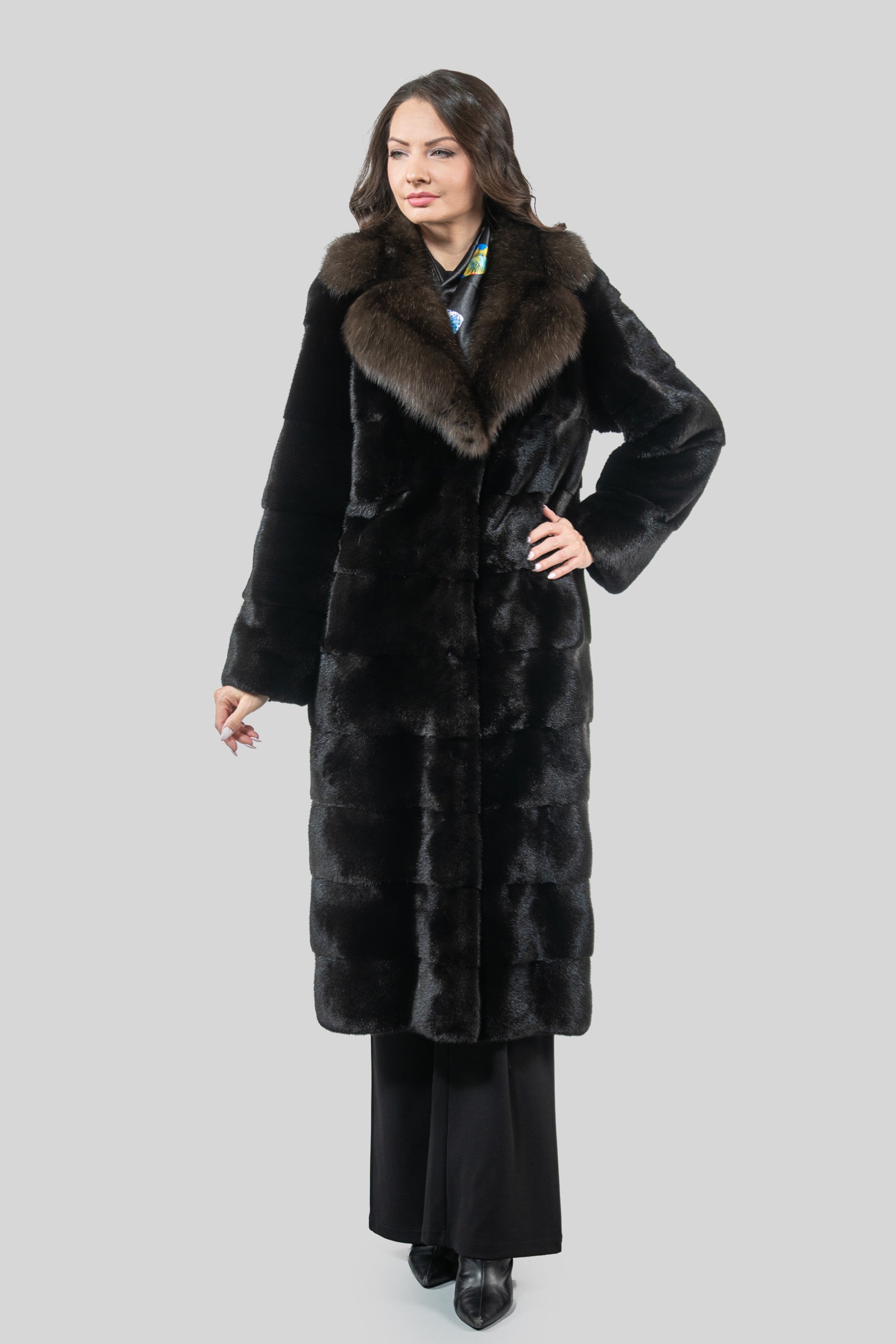 Blackglama Mink Half Coat With Russian Sable Notch Collar P/K13c530s20