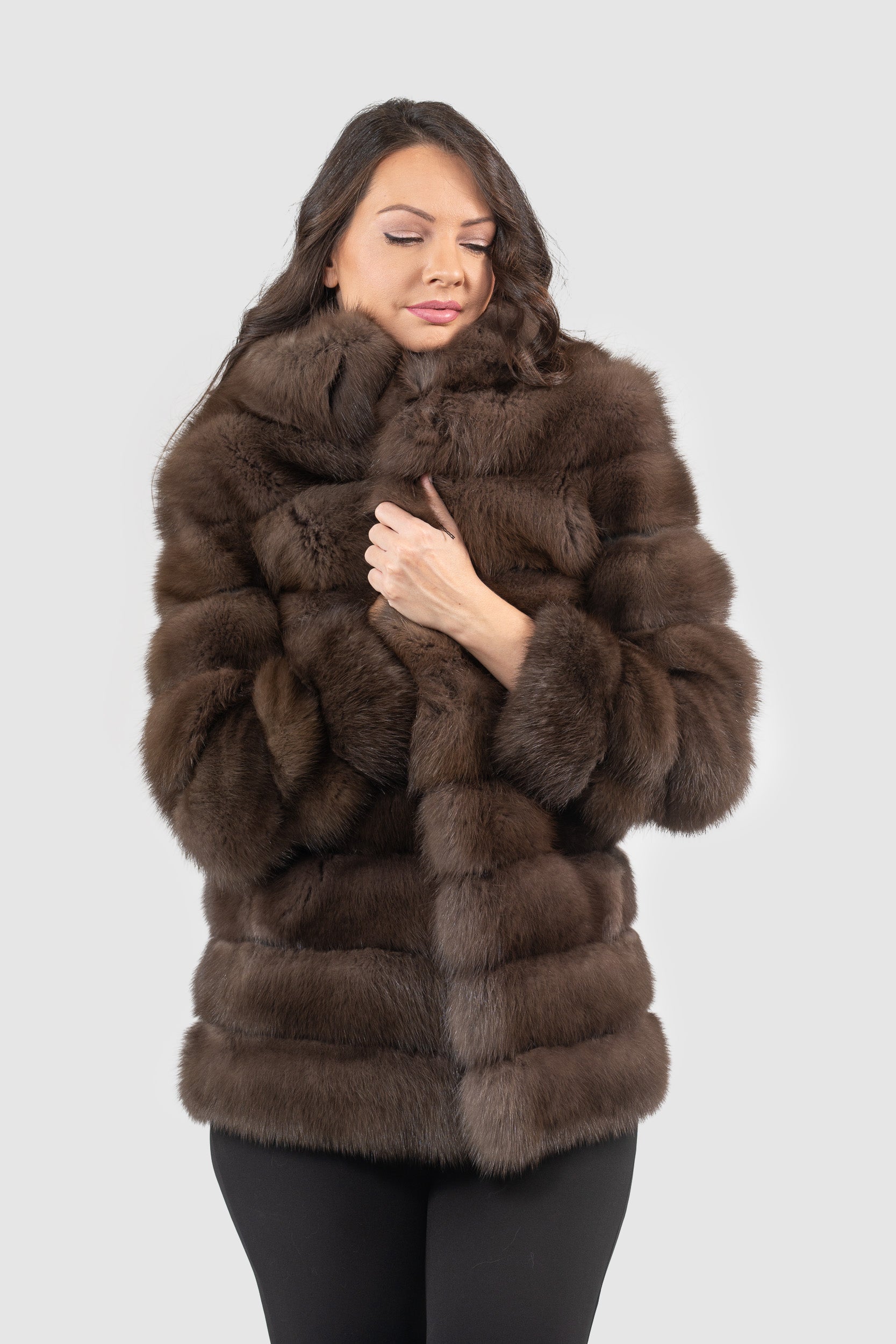 Dark Baumarten Half Coat with Stand Collar 13C530