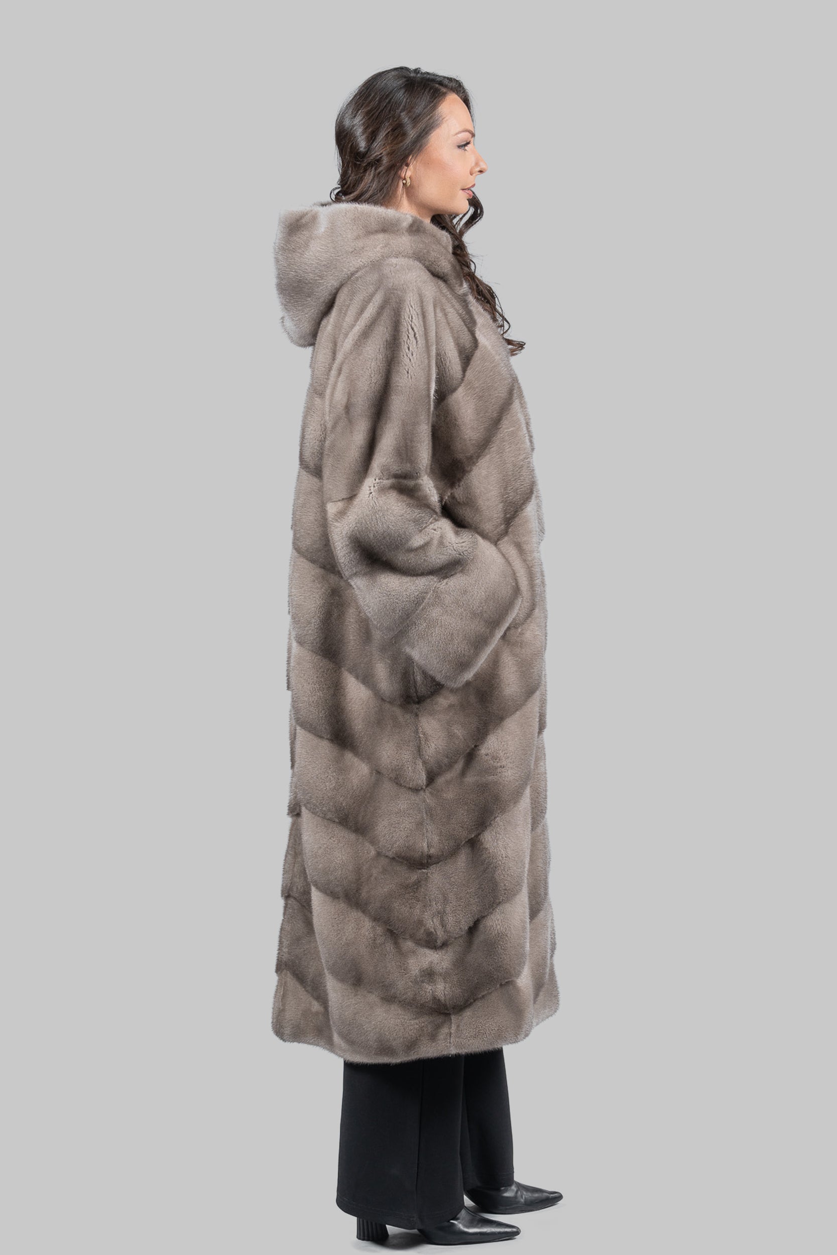 Silver Blue Mink Coat with Hood A/K13C850H017