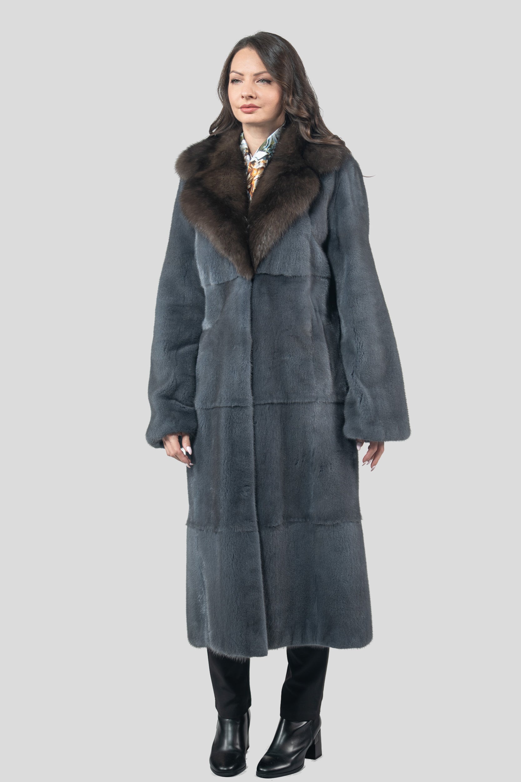 Asphalto Mink Coat with Russian Sable Notch Collar S/S13c530s20