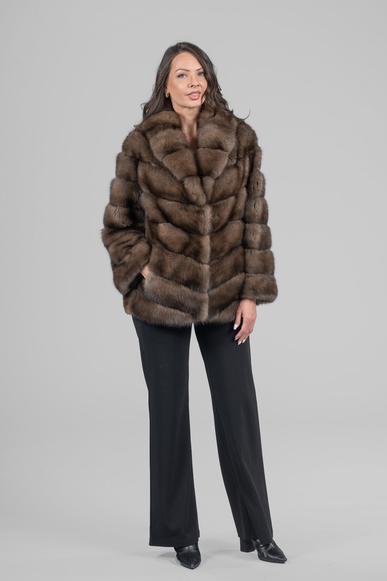 Platino Russian Sable Half Coat with Shawl Collar A/K13C530gC17