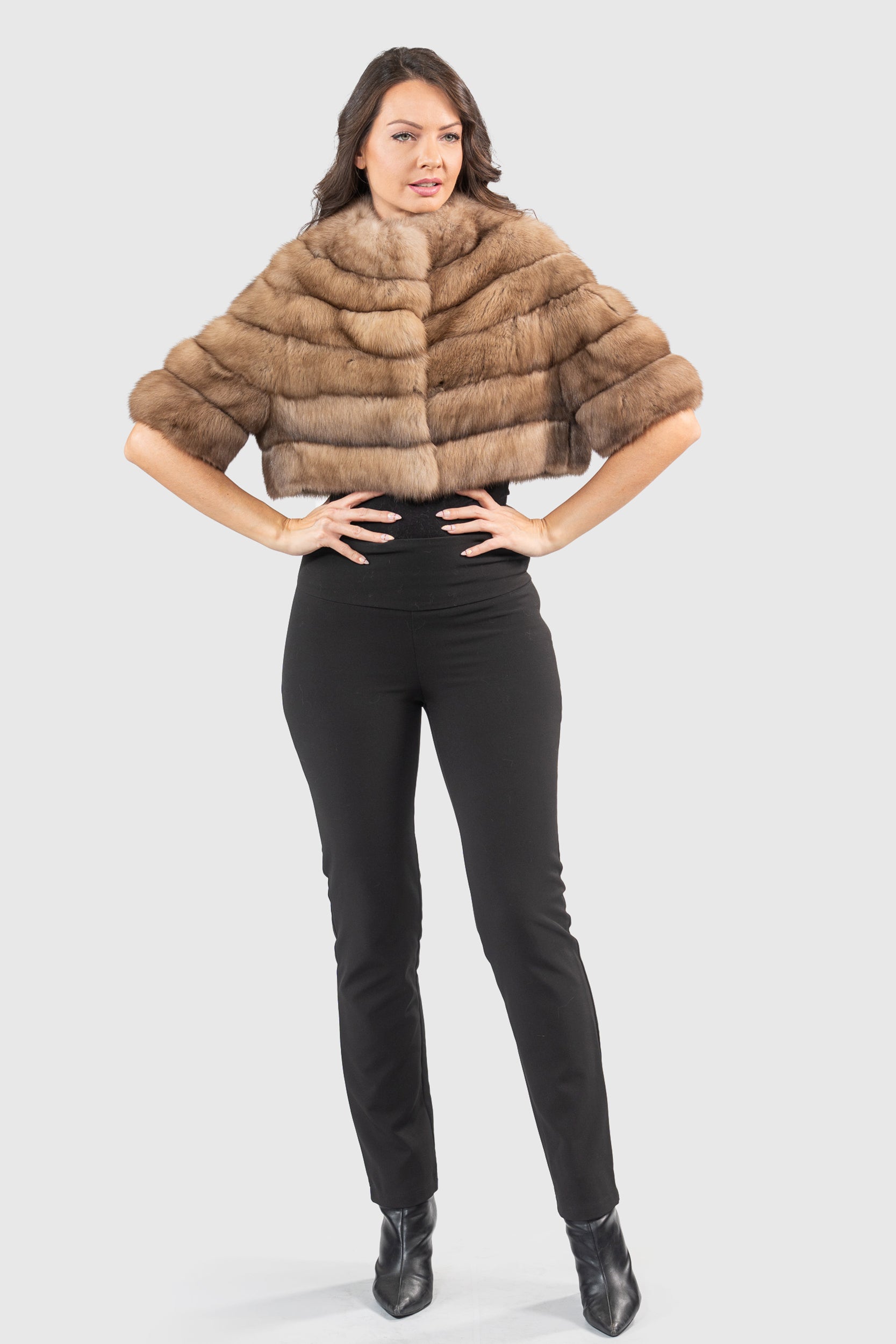 Graphite Russian Sable Short Jacket P/K16CM643