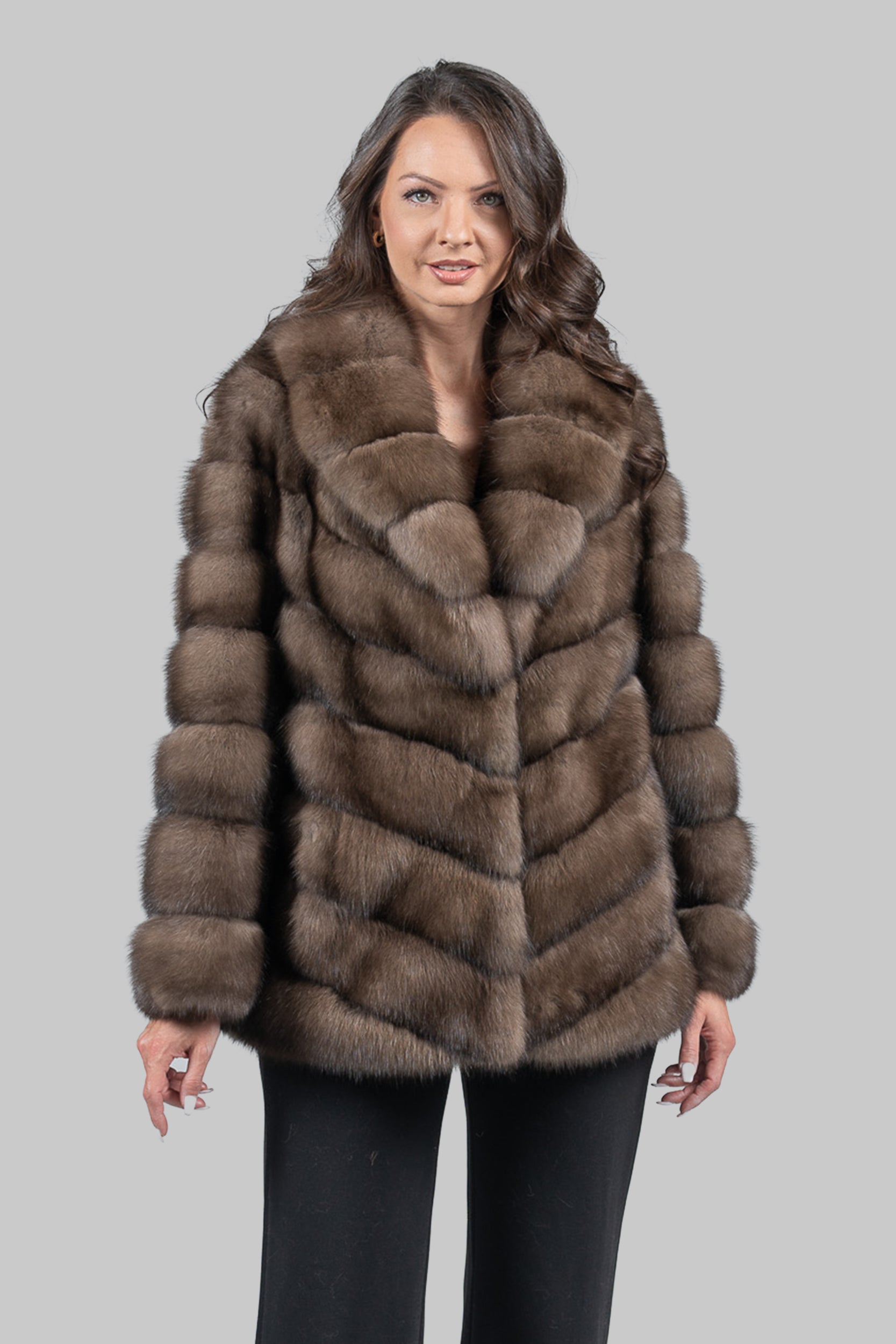 Platino Russian Sable Jacket with Shawl Collar V/K13C528C17