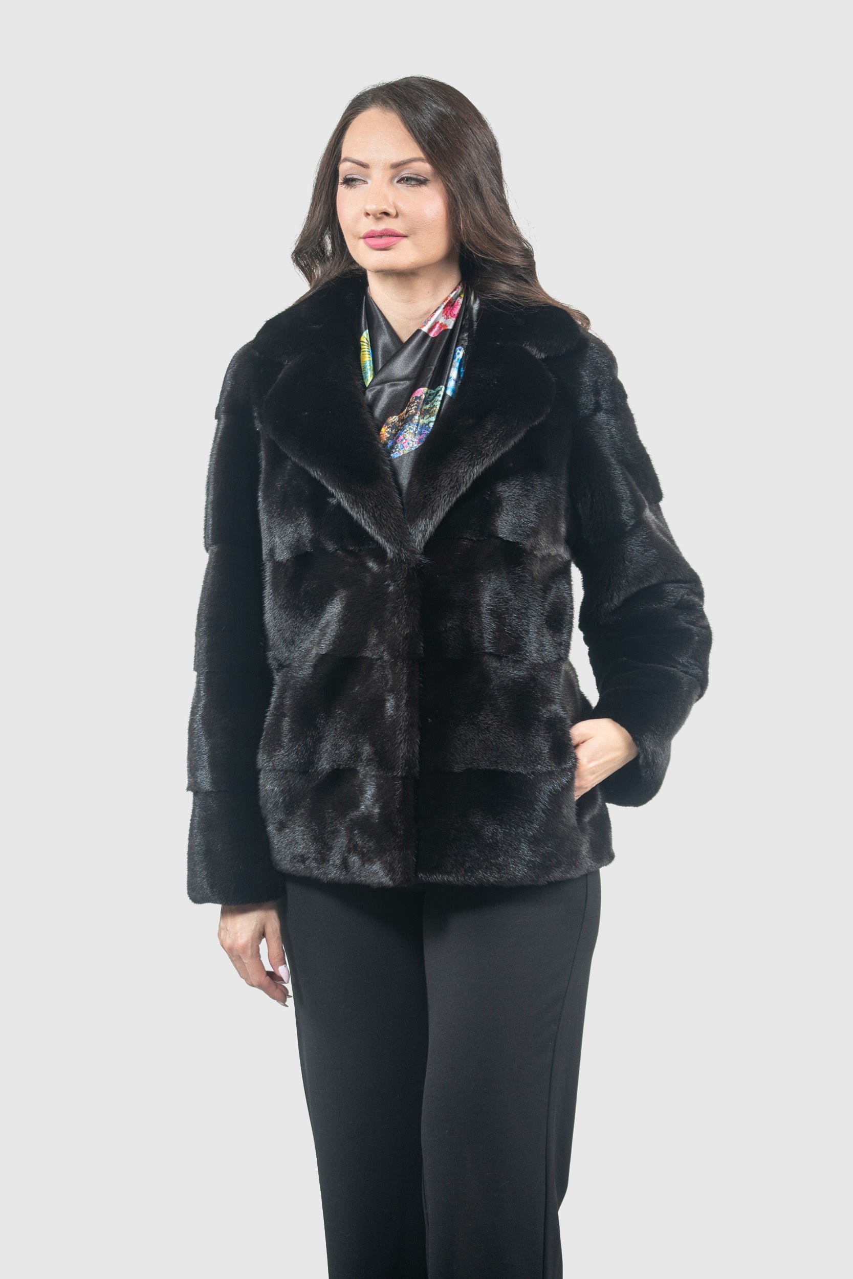Blackglama Mink Jacket With Notch Collar P/K13C528S20
