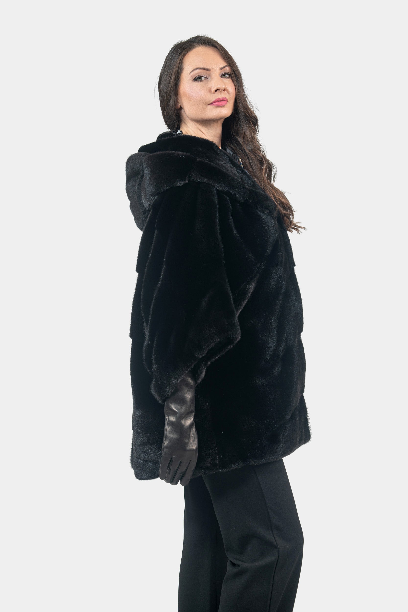 Blackglama Mink Hooded Cape Ρ/Κ13C949H