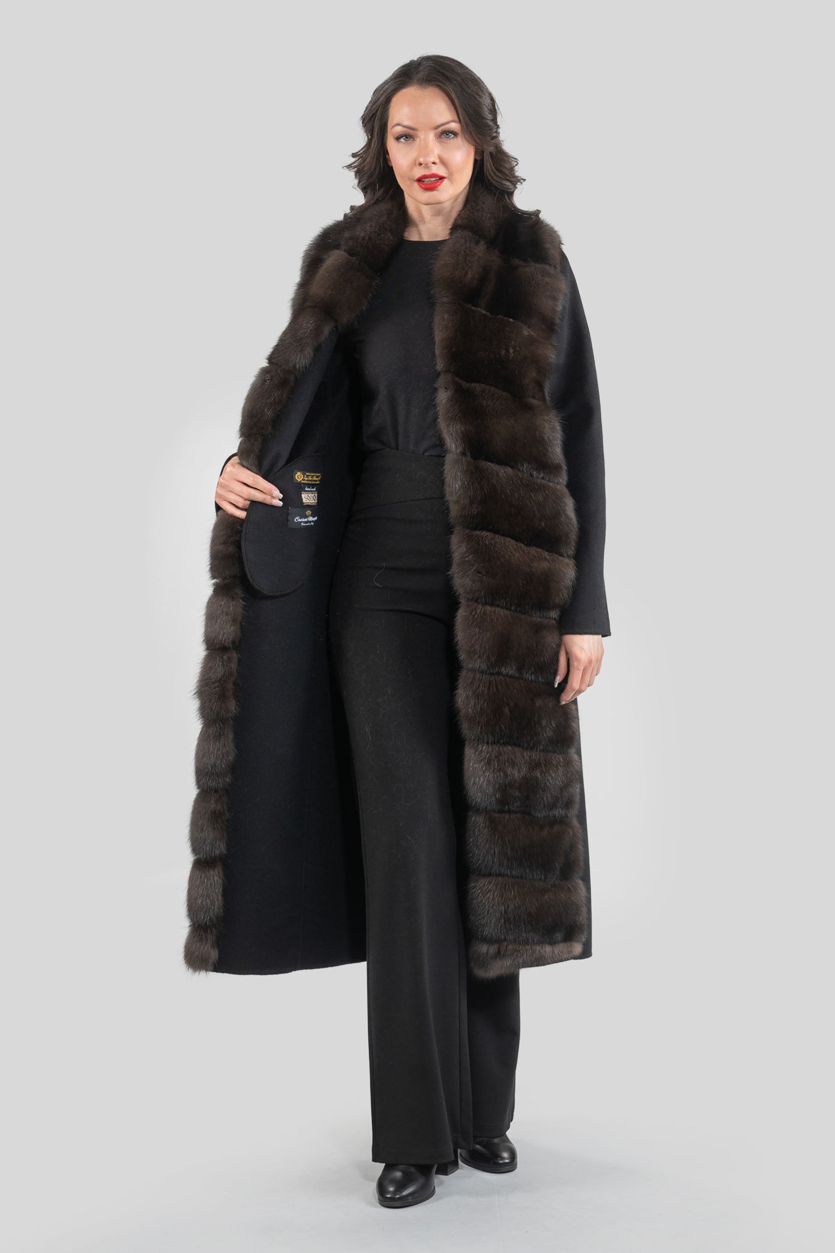 Cashmere Coat with Russian Sable Trim 17C8003G530