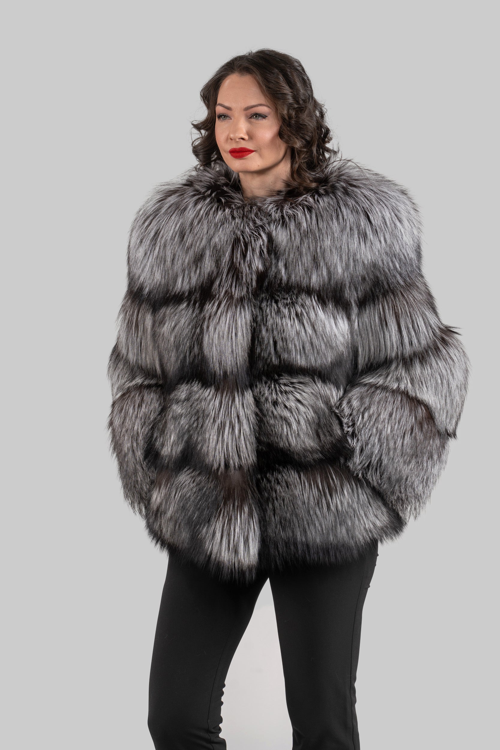 Silver Fox Collarless Jacket R/K13C520