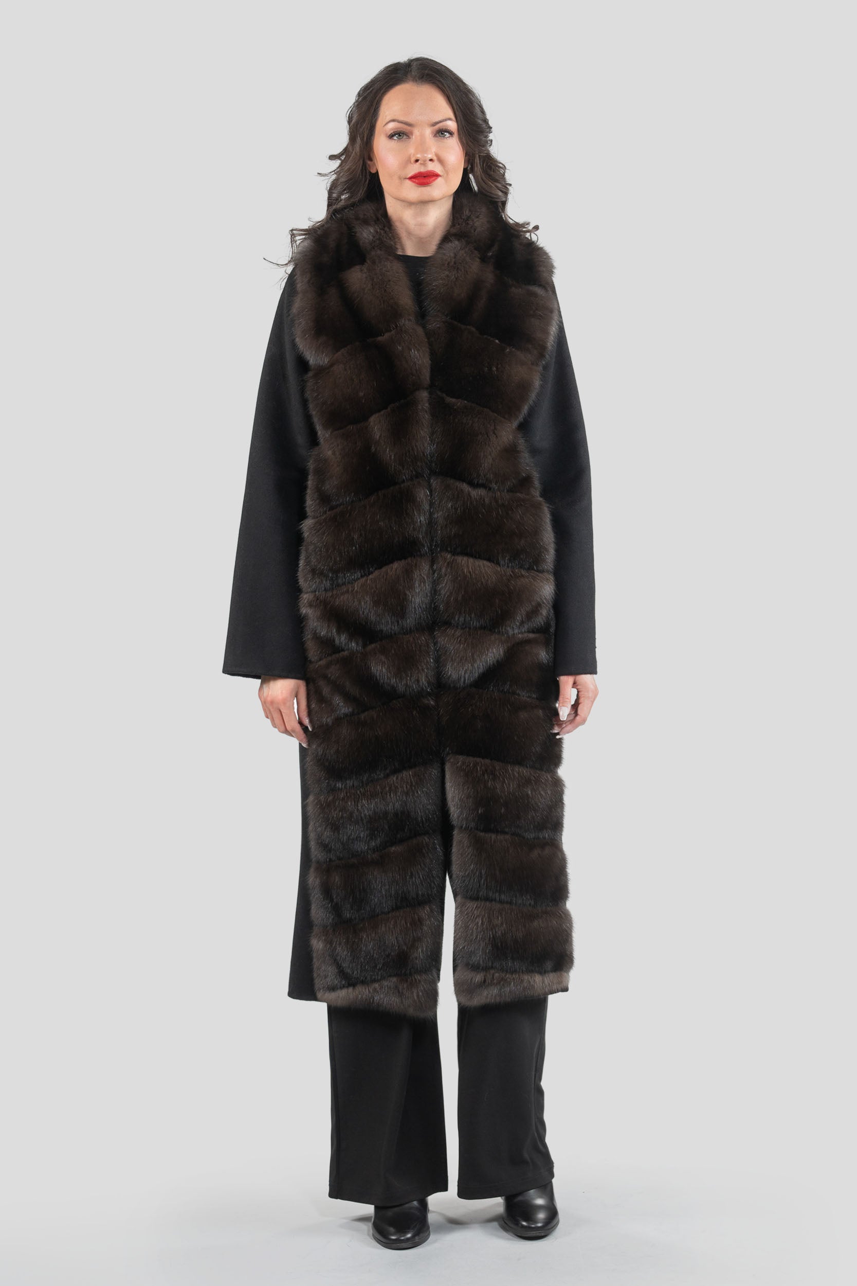 Cashmere Coat with Russian Sable Trim 17C8003G530