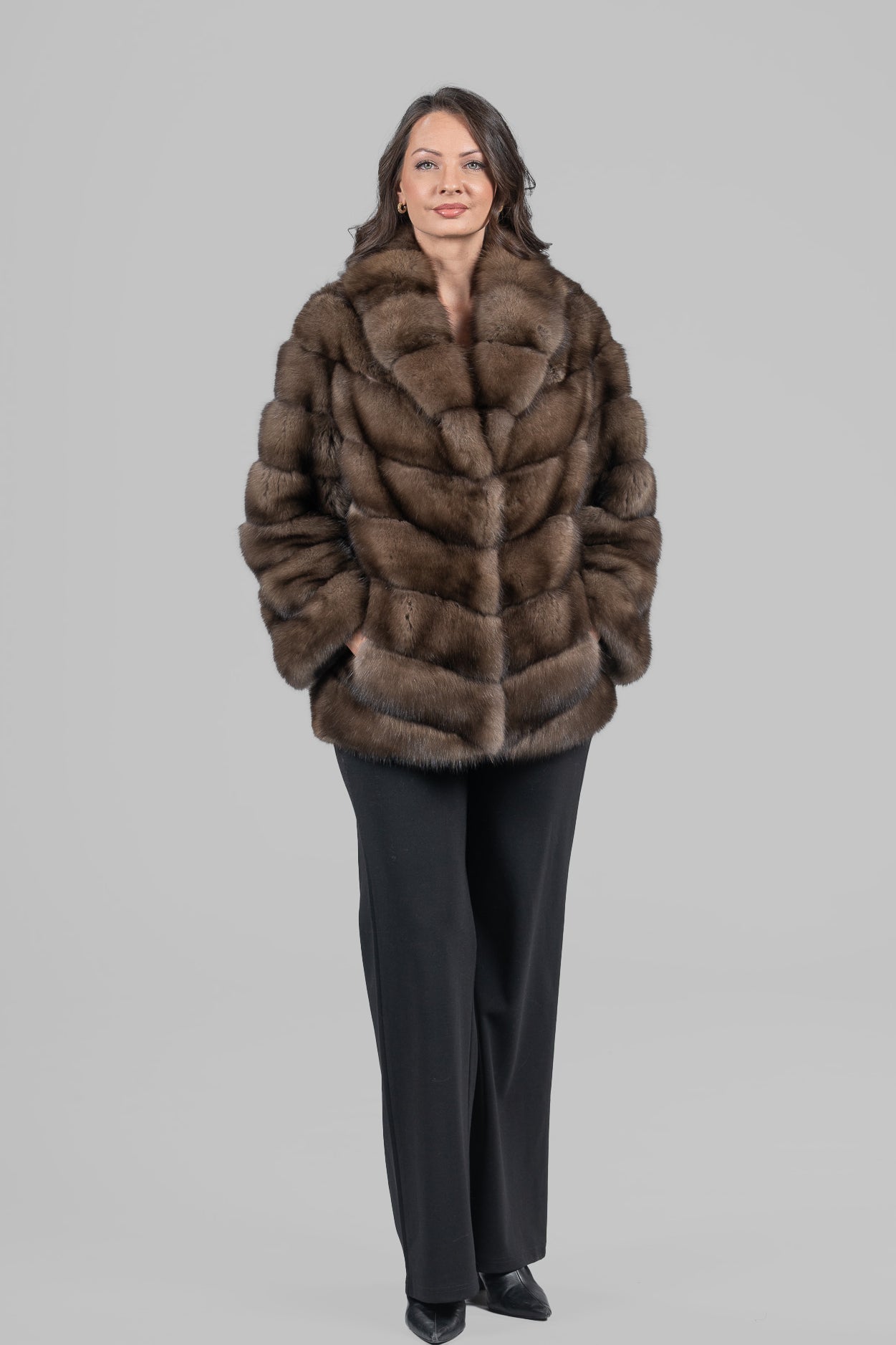 Platino Russian Sable Half Coat with Shawl Collar A/K13C530gC17