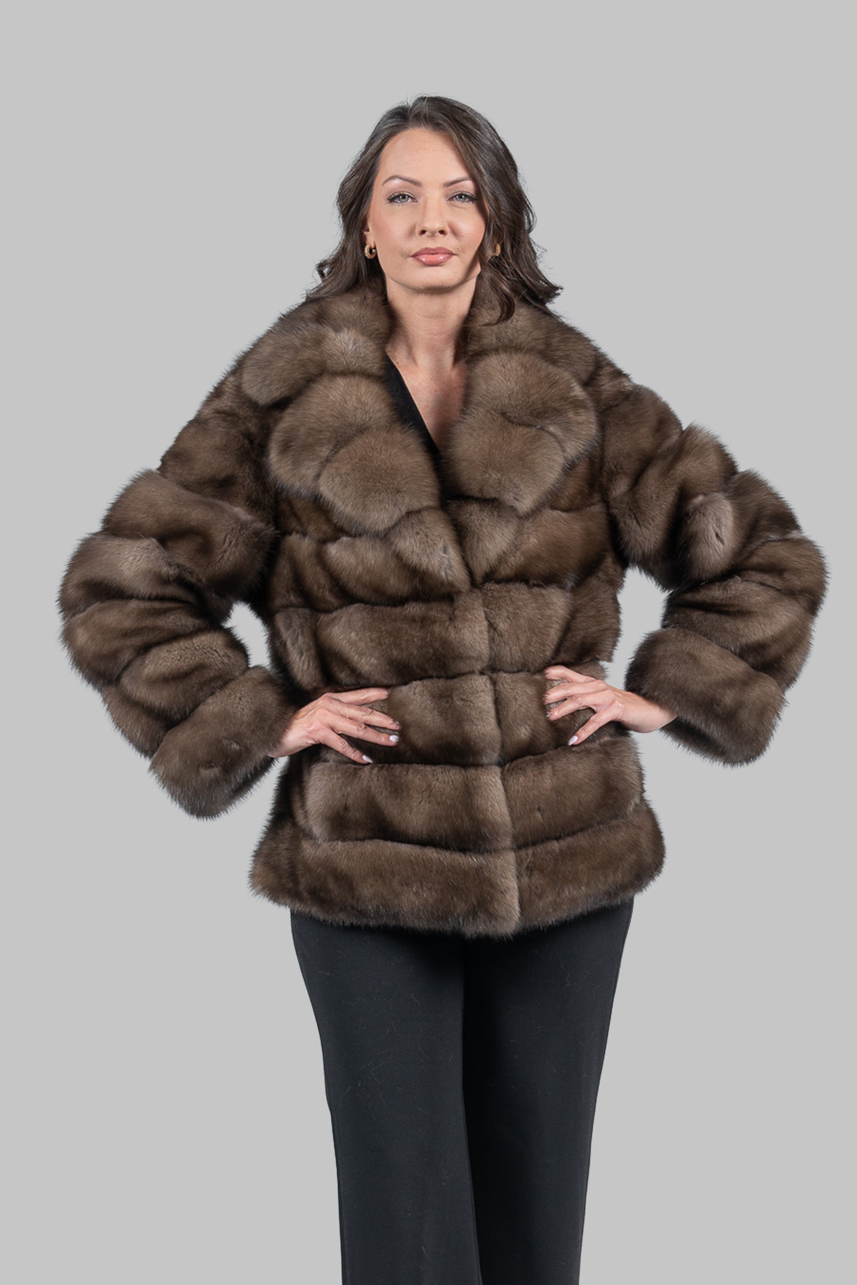 Sable Fur Jacket with Notch Collar P/K13c530s20
