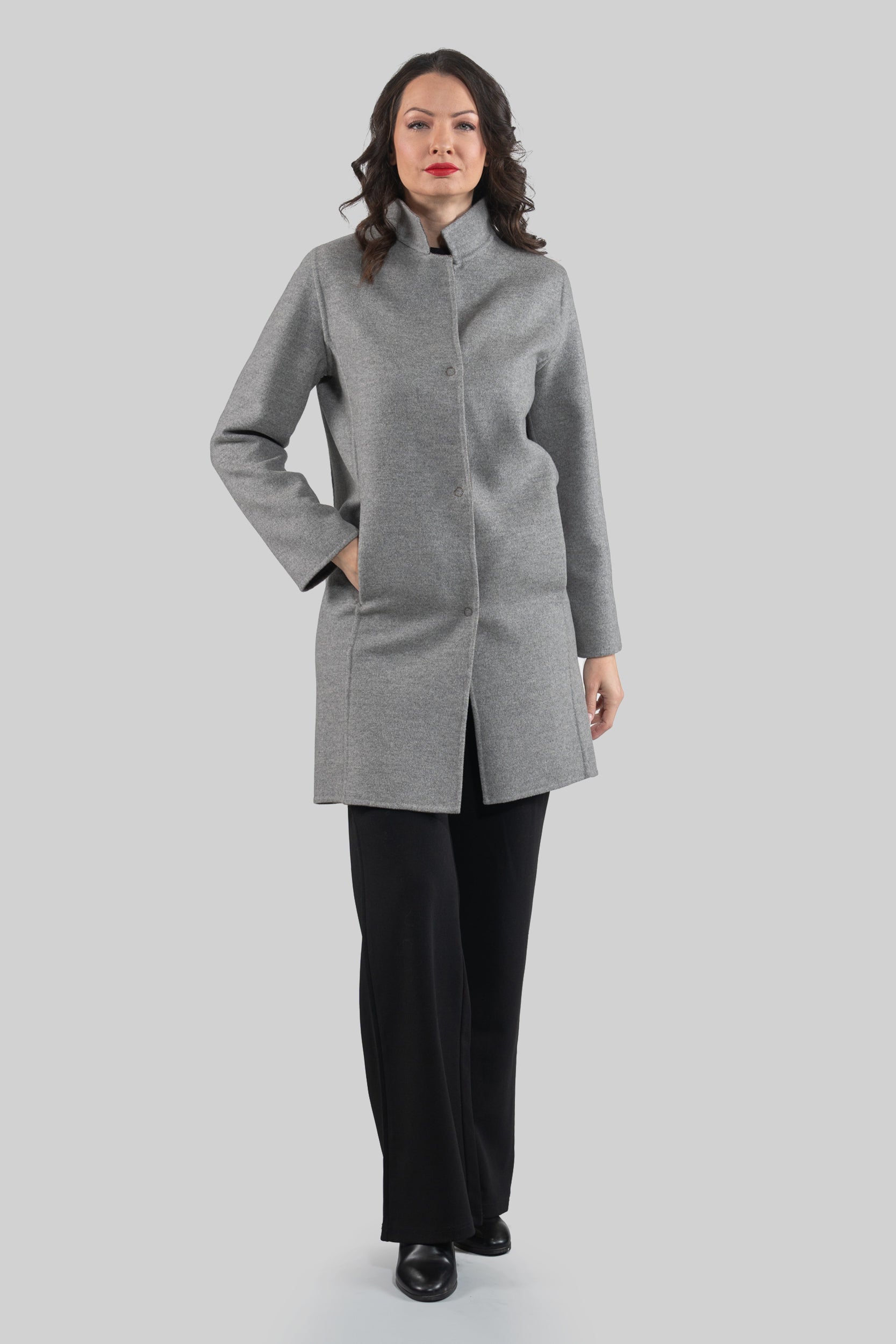 Grey Cashmere Half Coat 17C8003