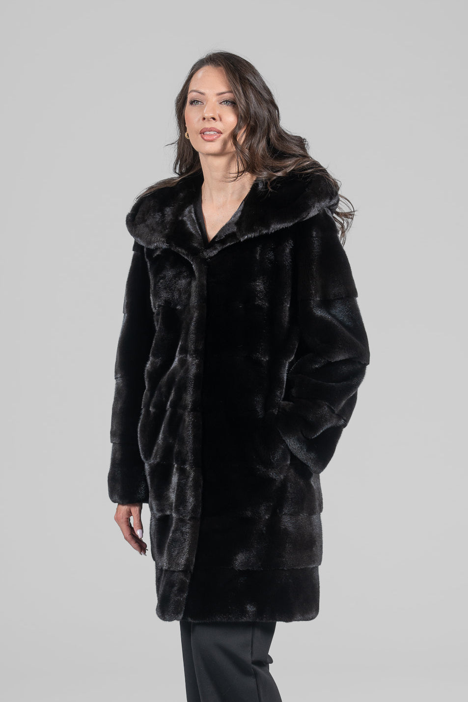 Blackglama Mink Hooded Half Coat P/K13C540