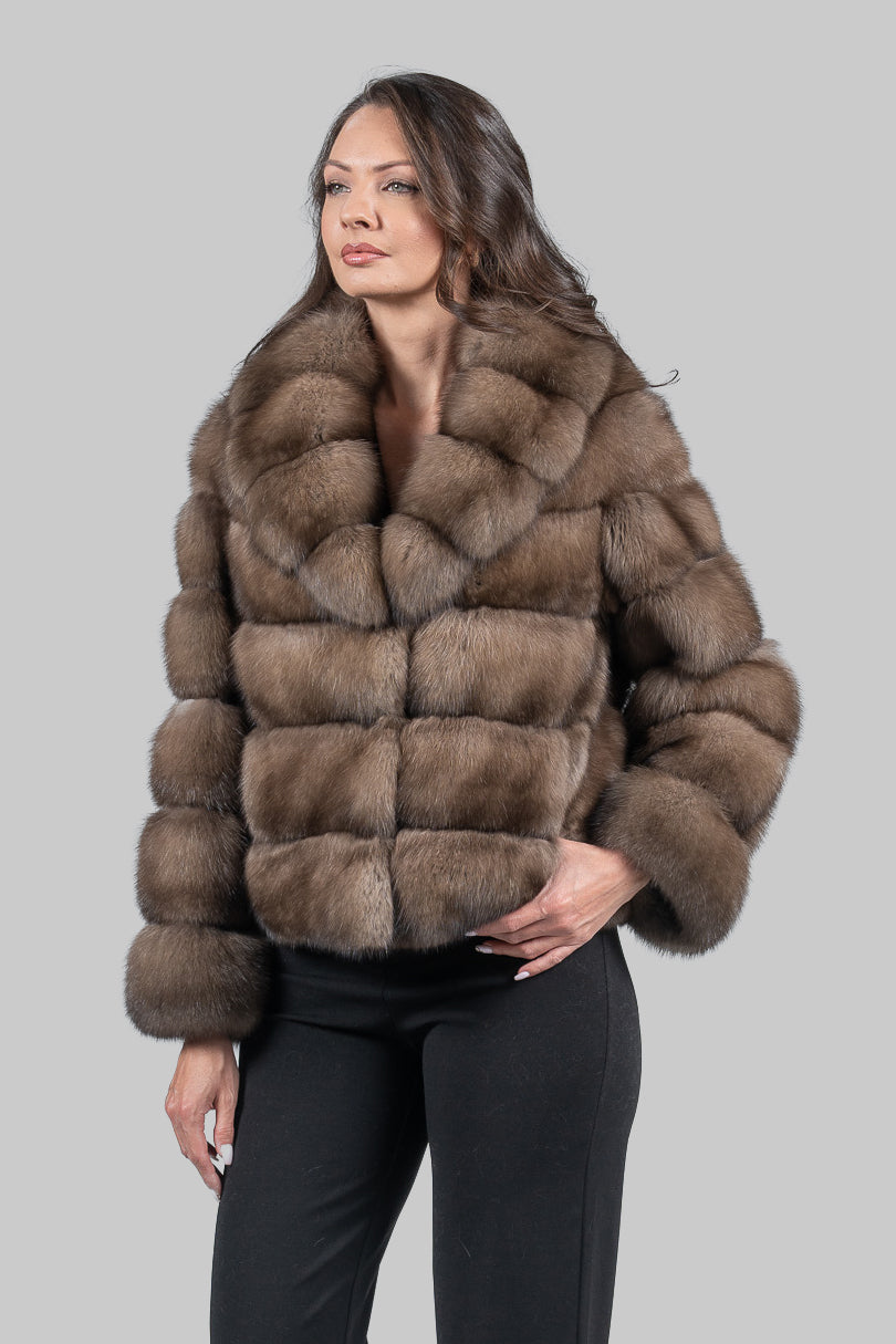 Graphite Russian Sable Jacket with Shawl Collar P/K13C528gC17