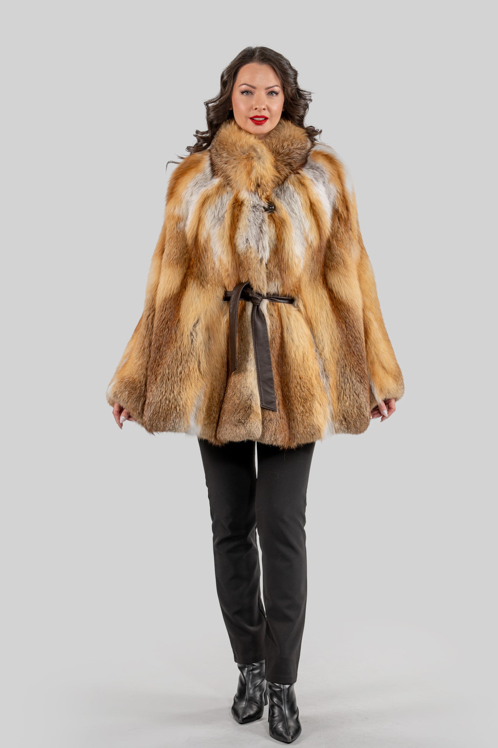 Natural Fox Half Coat with Stand Collar 13C719