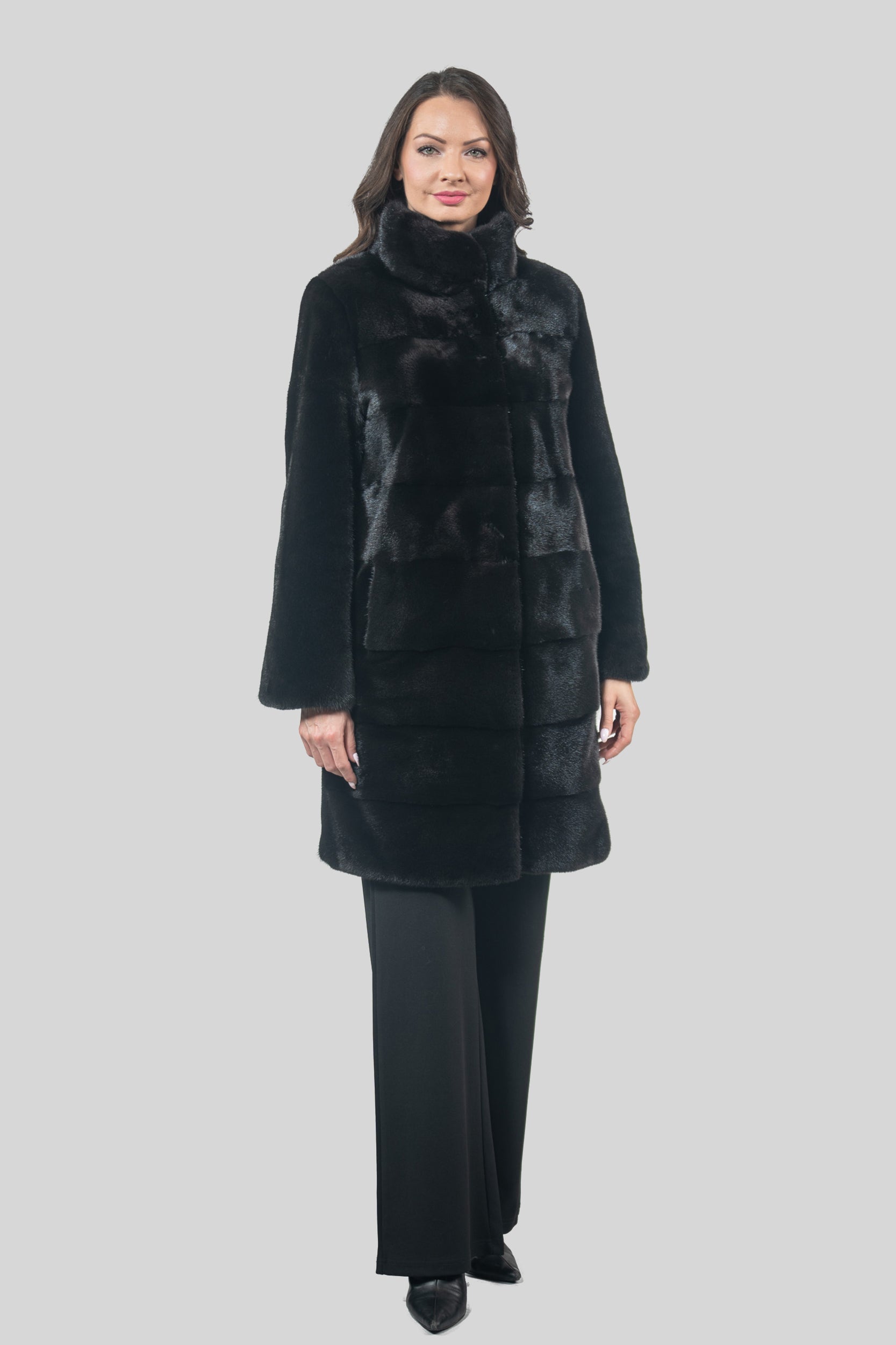 Blackglama Mink Half Coat With Stand Collar & Let Out Back L/O13C350