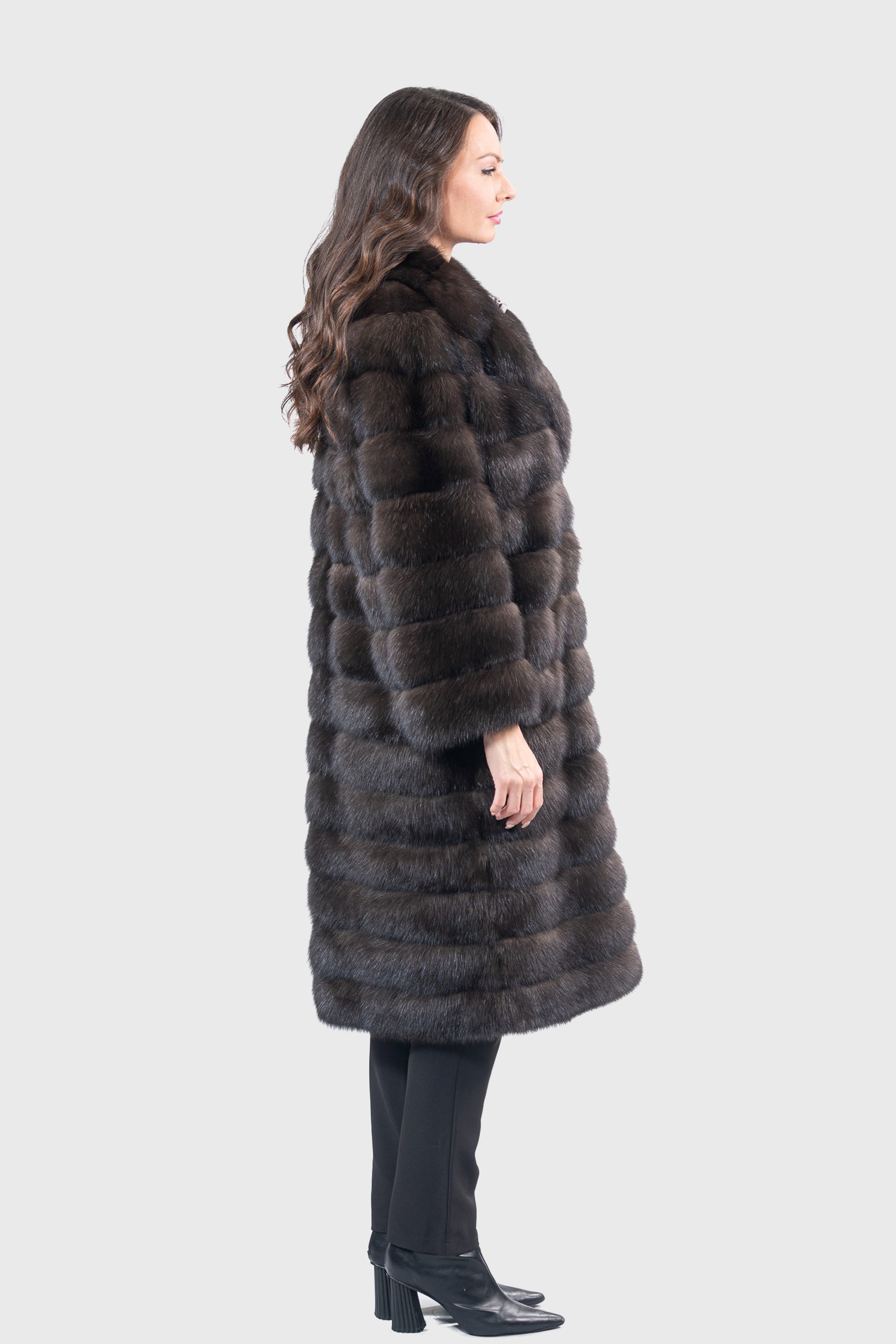 Dark Russian Sable Coat with Notch Collar P/K13c530s20
