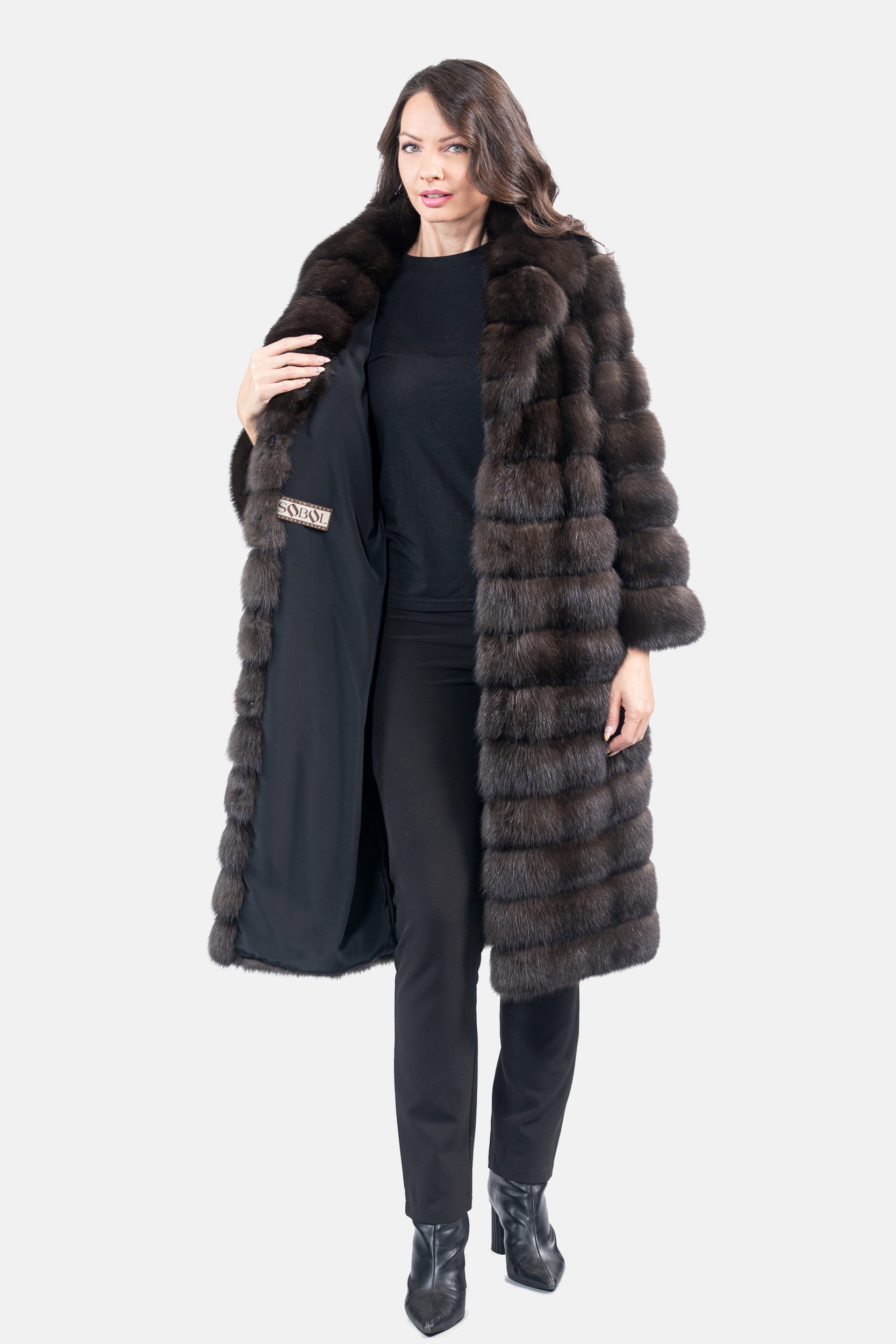 Dark Russian Sable Coat with Notch Collar P/K13c530s20