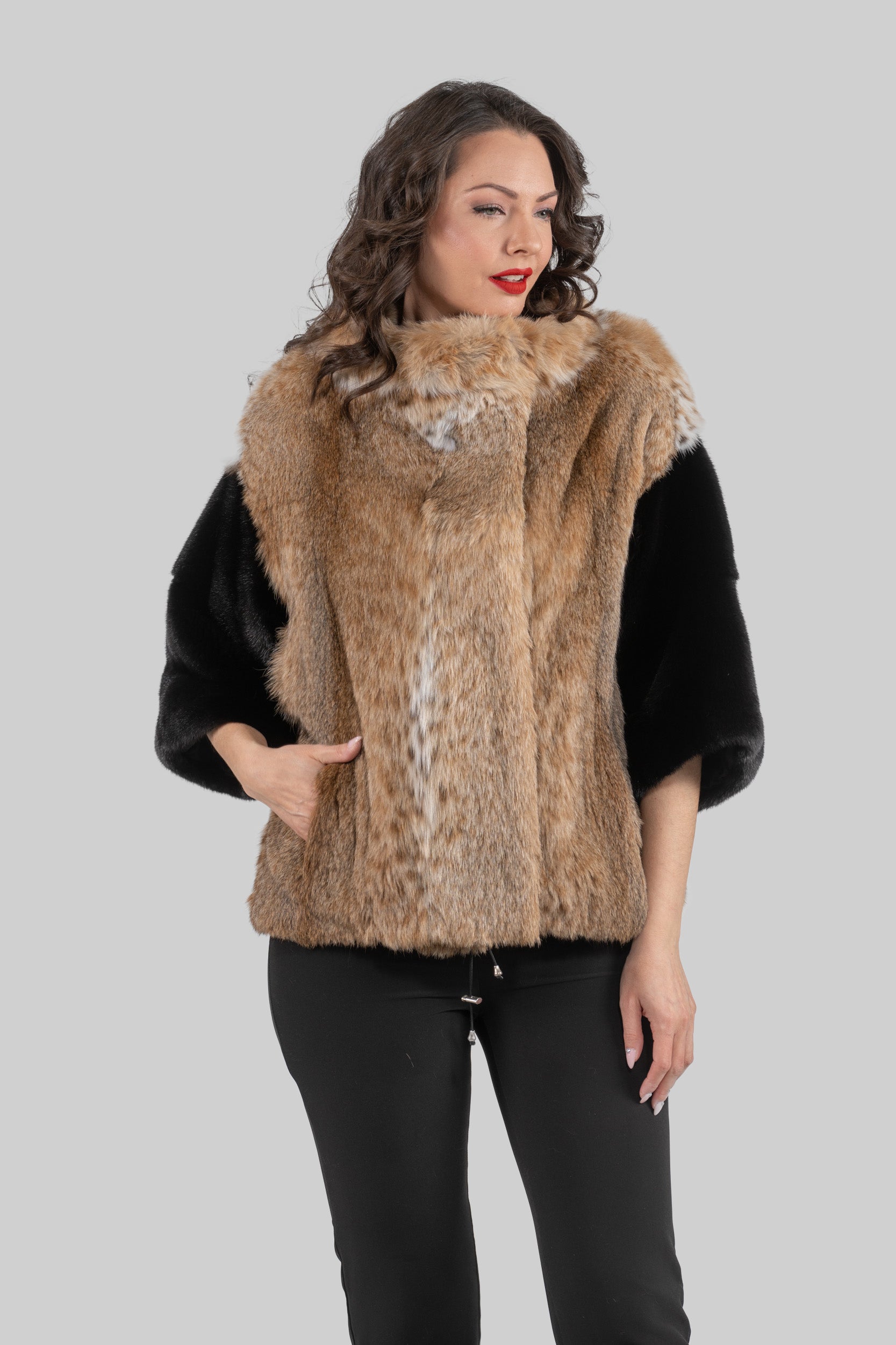 Bobcat Jacket with Mink Trim L/O13C139